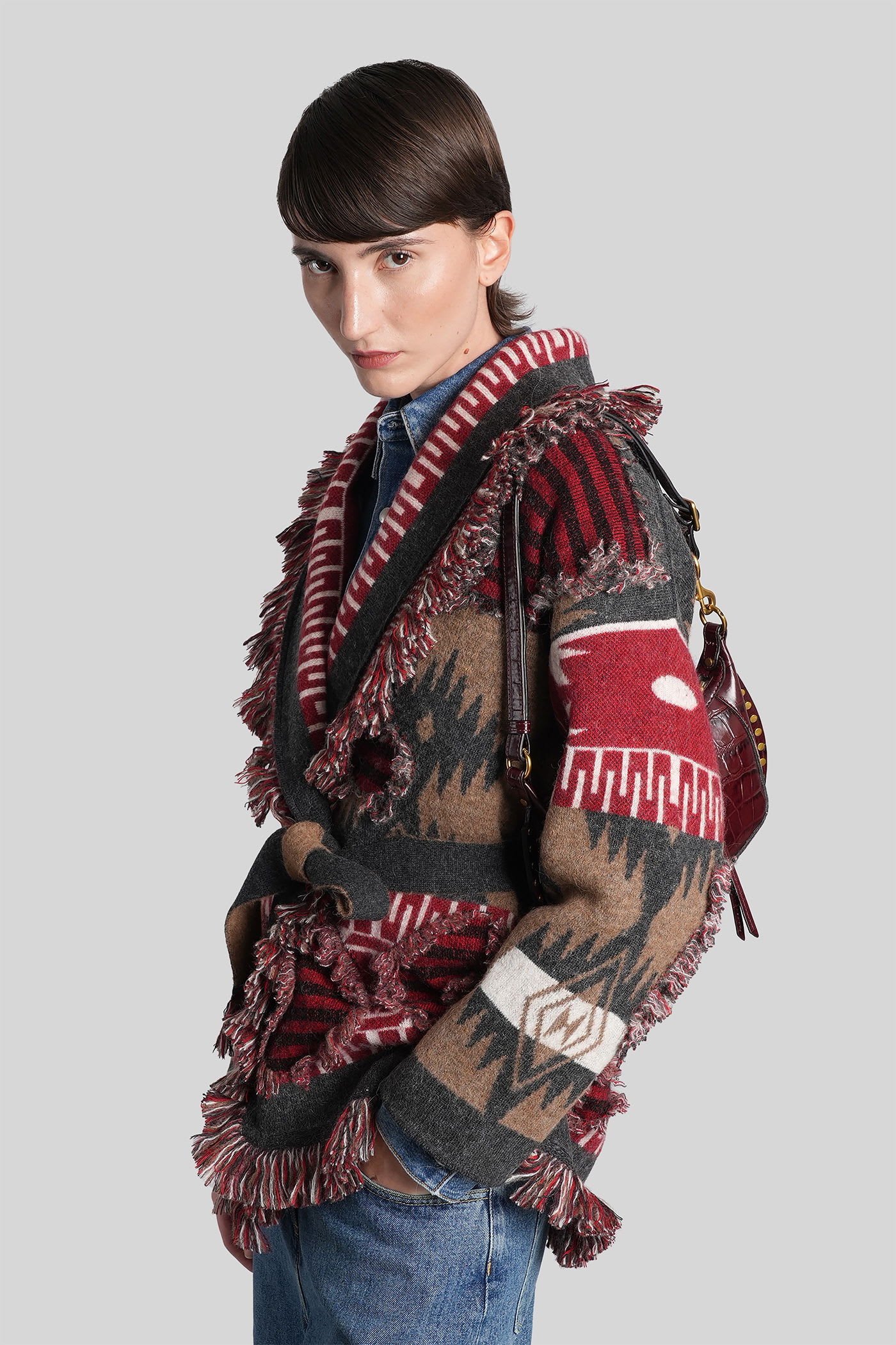 Alanui Cardigan In Multicolor Wool In Multi