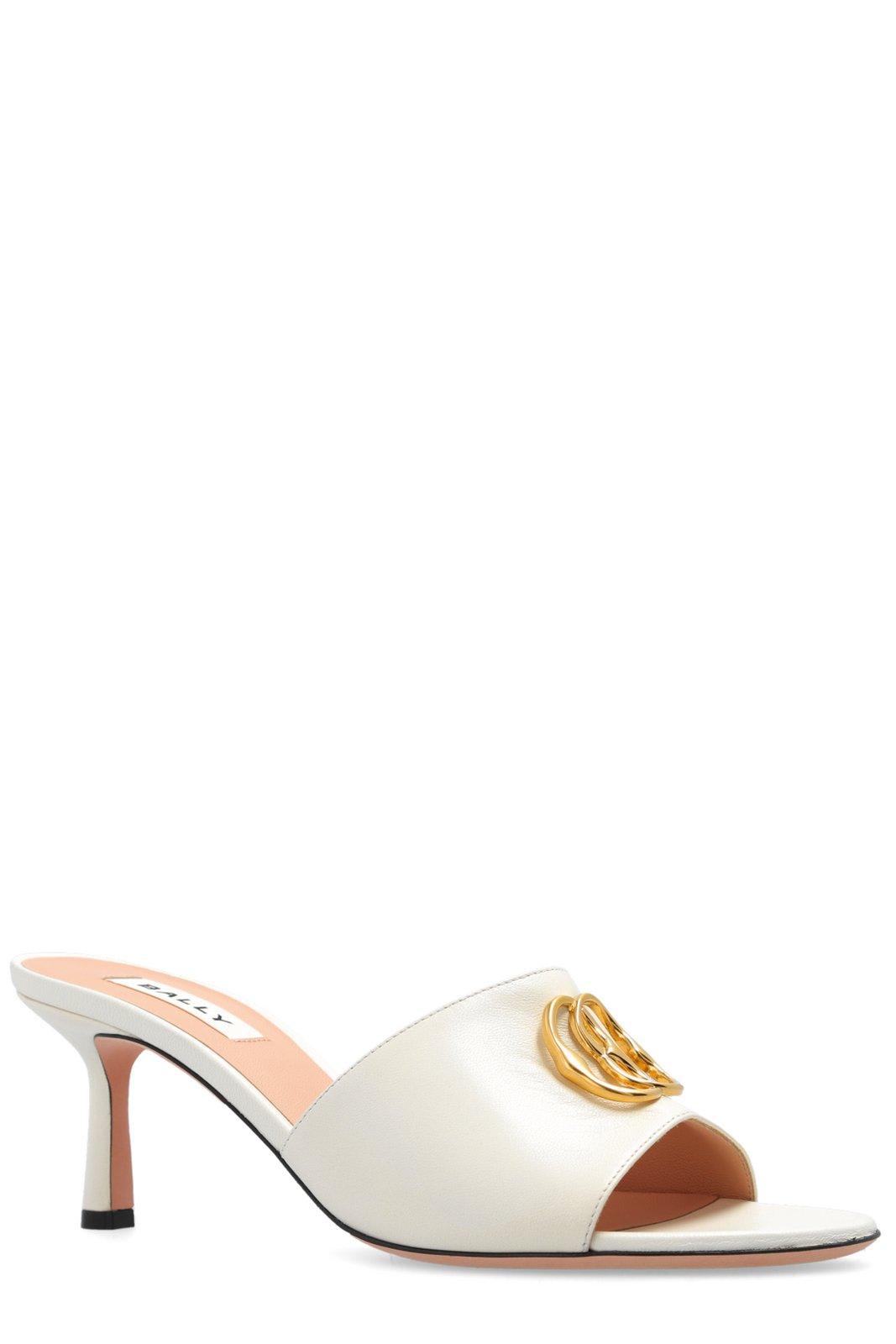 Shop Bally Logo Plaque Sandals In White