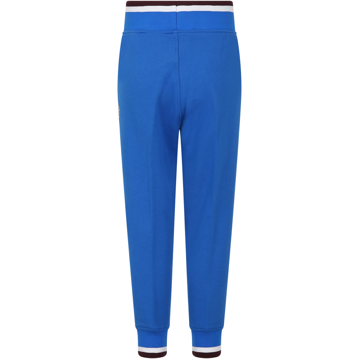 Shop Burberry Light Blue Trousers For Boy With Logo