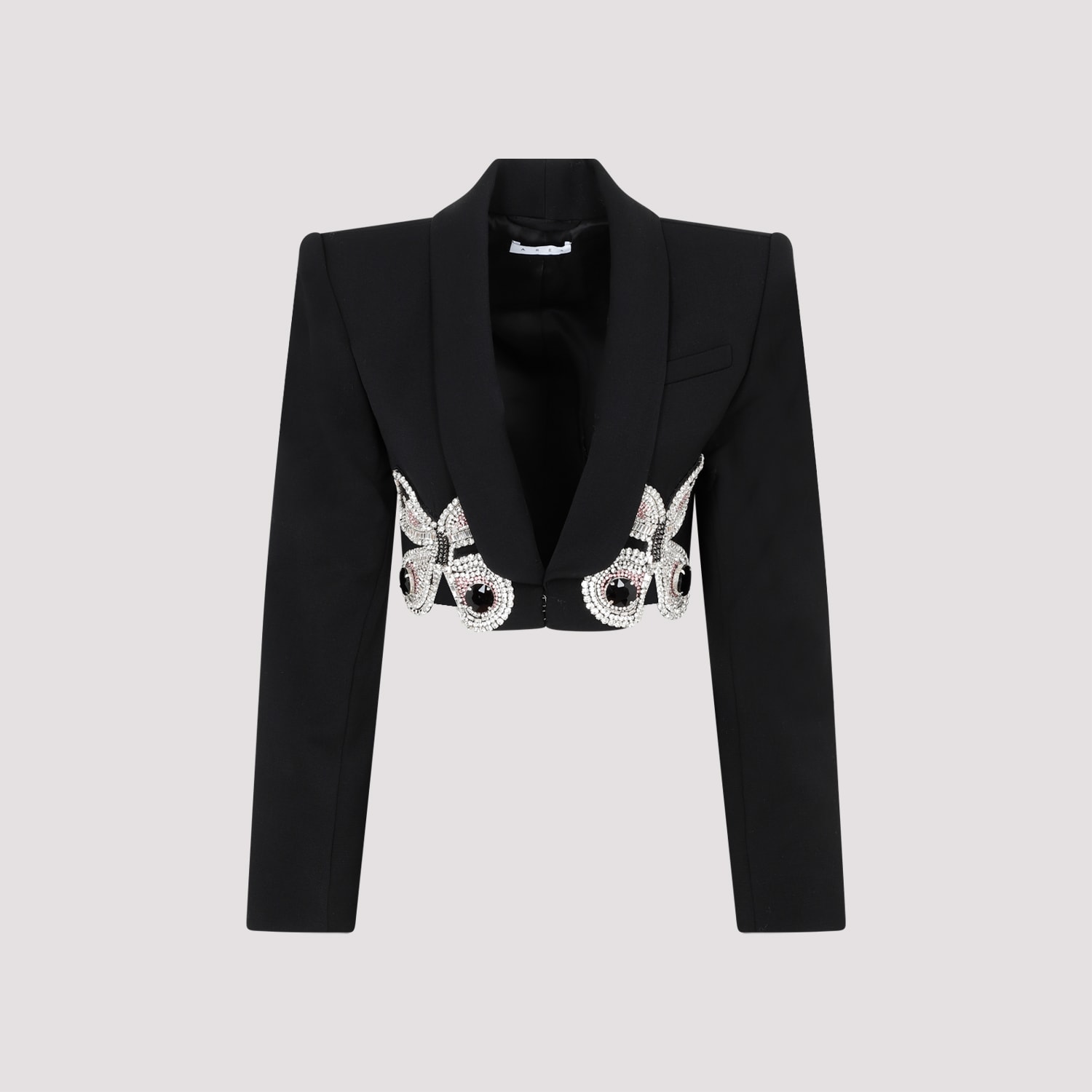 Embroidered Butterfly Cropped Blazer