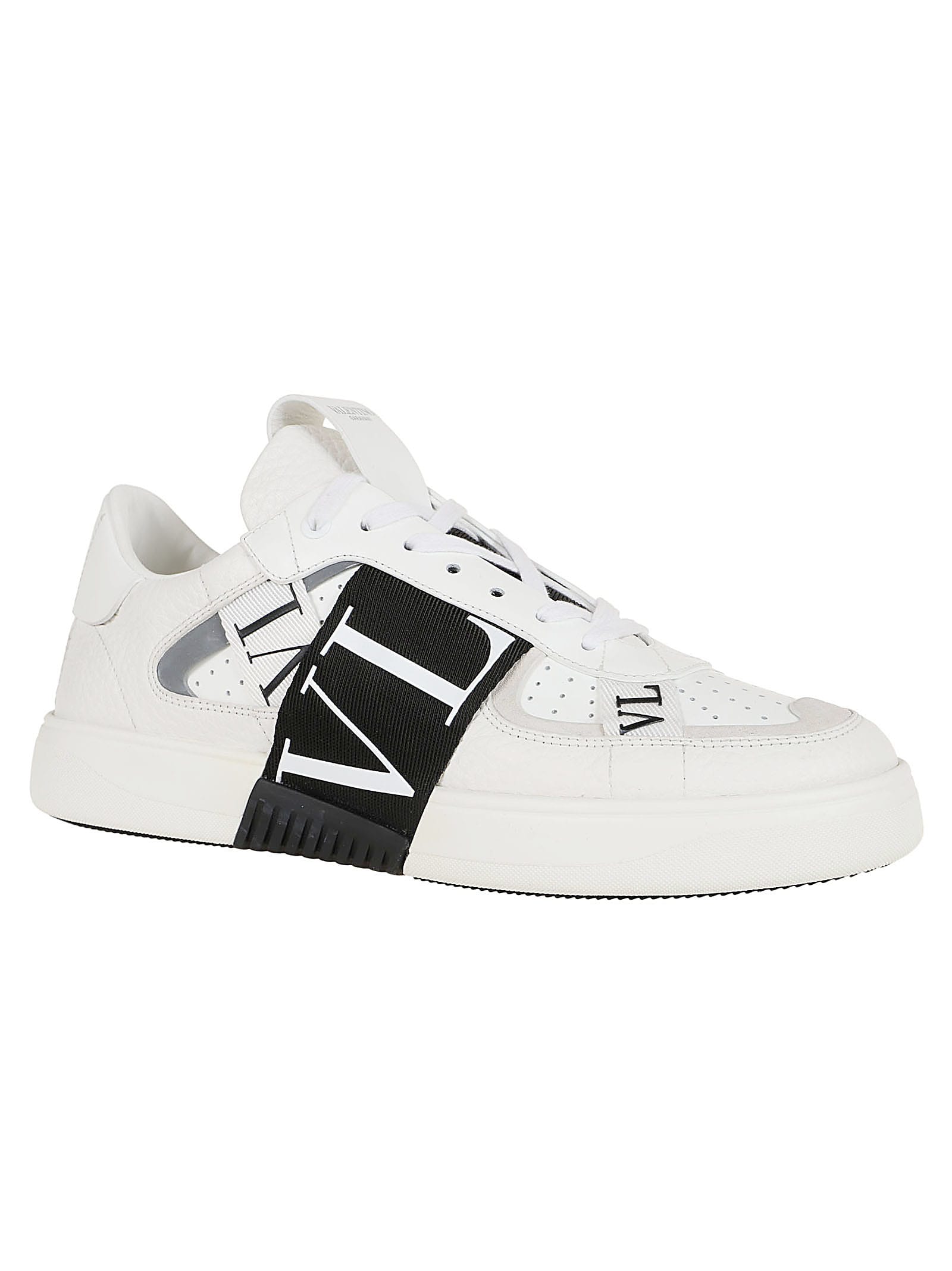 Valentino White Low-top Calfskin Vl7n Sneakers In White