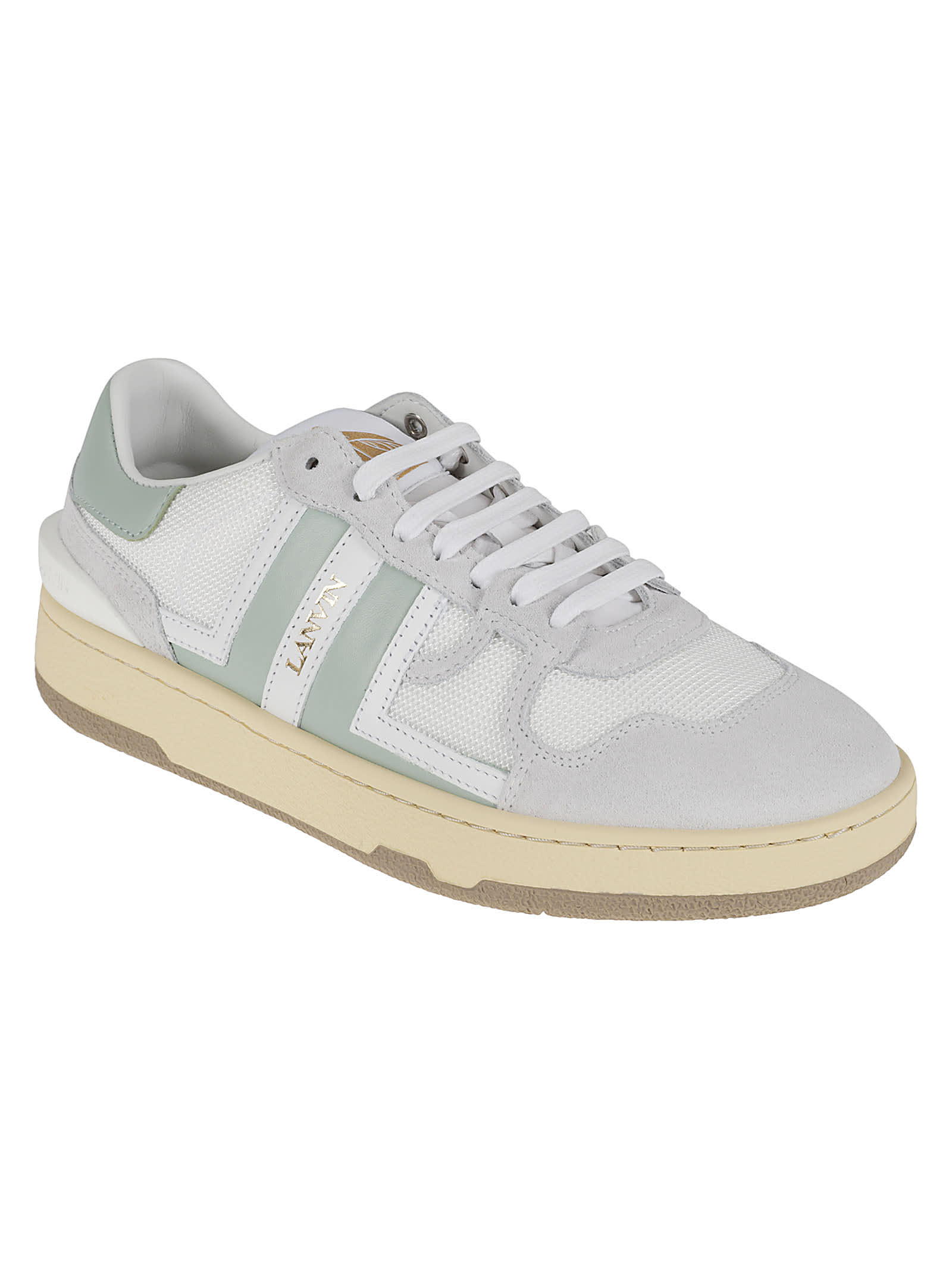 Shop Lanvin Clay Low Top Sneakers In White/sauge