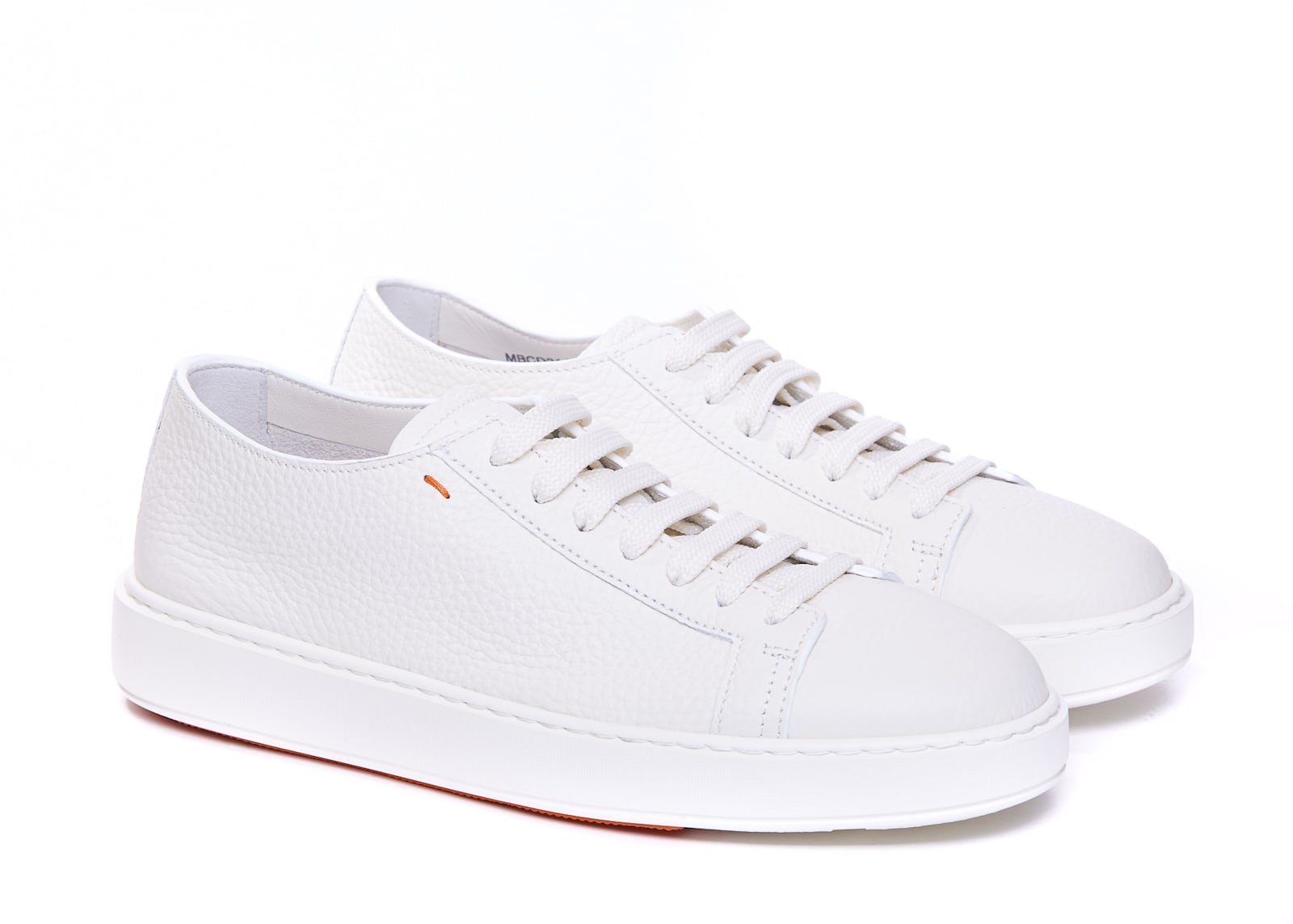 Shop Santoni Bottled Leather Sneakers In White