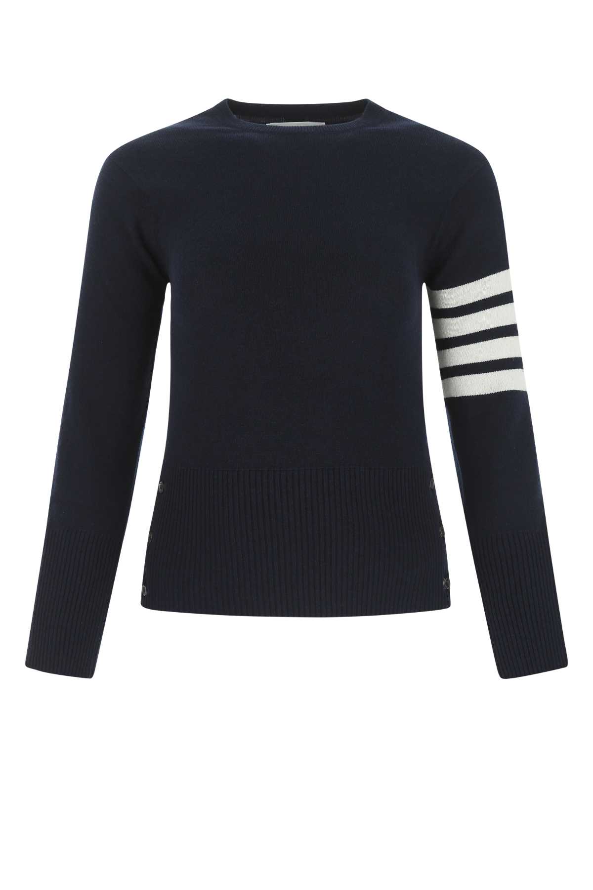 Shop Thom Browne Navy Blue Wool Sweater In 415