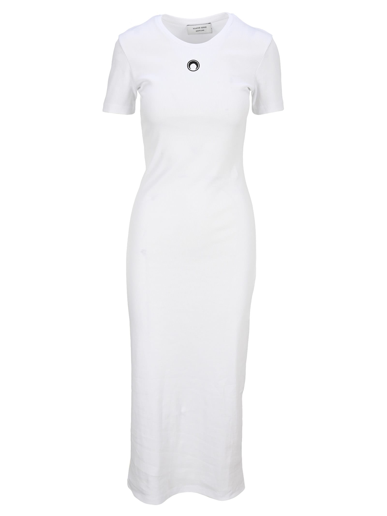 Marine Serre Logo Cotton Blend Jersey Midi Dress In White