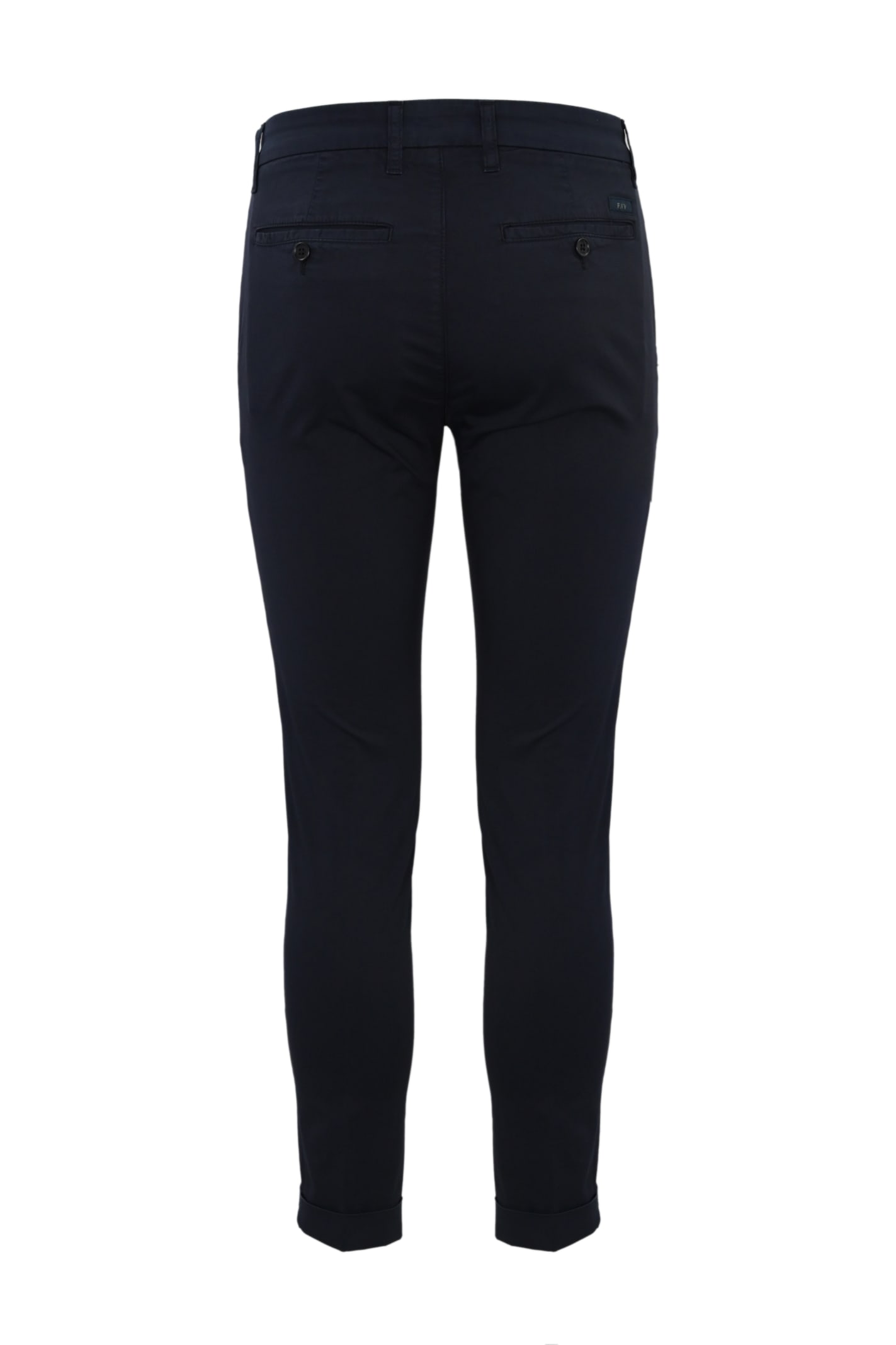 Shop Fay Capri Trousers With Turn-up In Blu