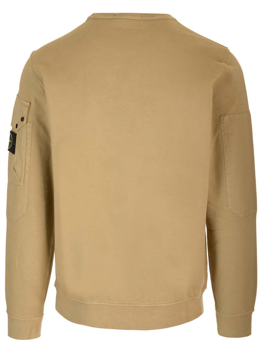 Shop Stone Island Organic Cotton Sweatshirt In Biscuit