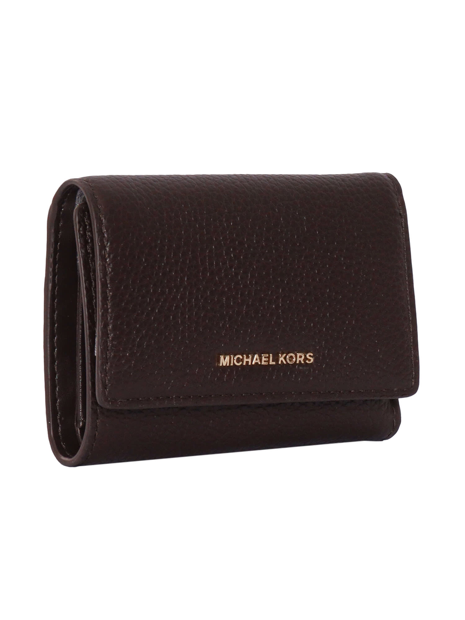 Michael Kors Tri-fold Leather Wallet In Brown