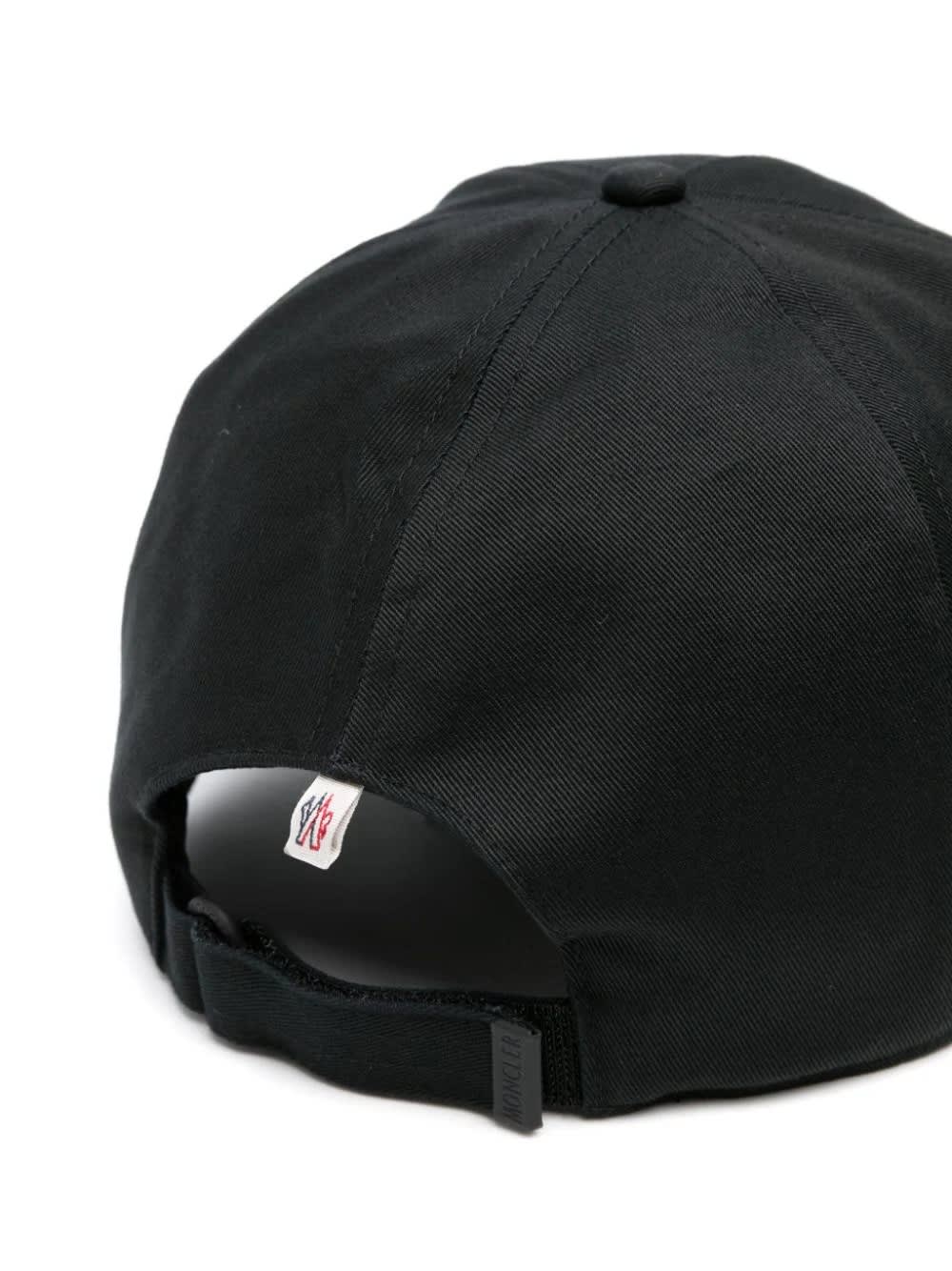 Shop Moncler Black Baseball Hat With Embossed Logo