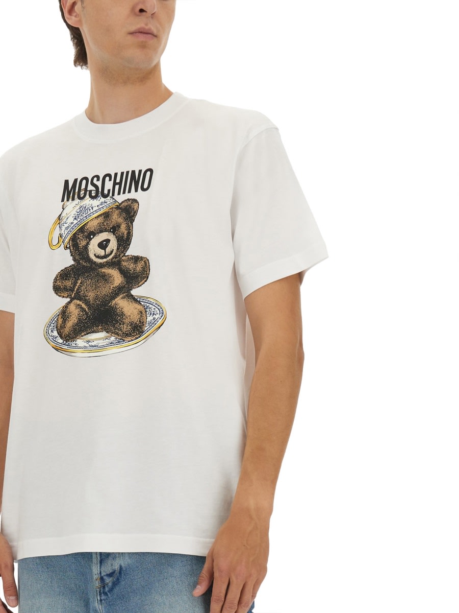 Moschino Teddy Bear Print Crewneck T-shirt In White