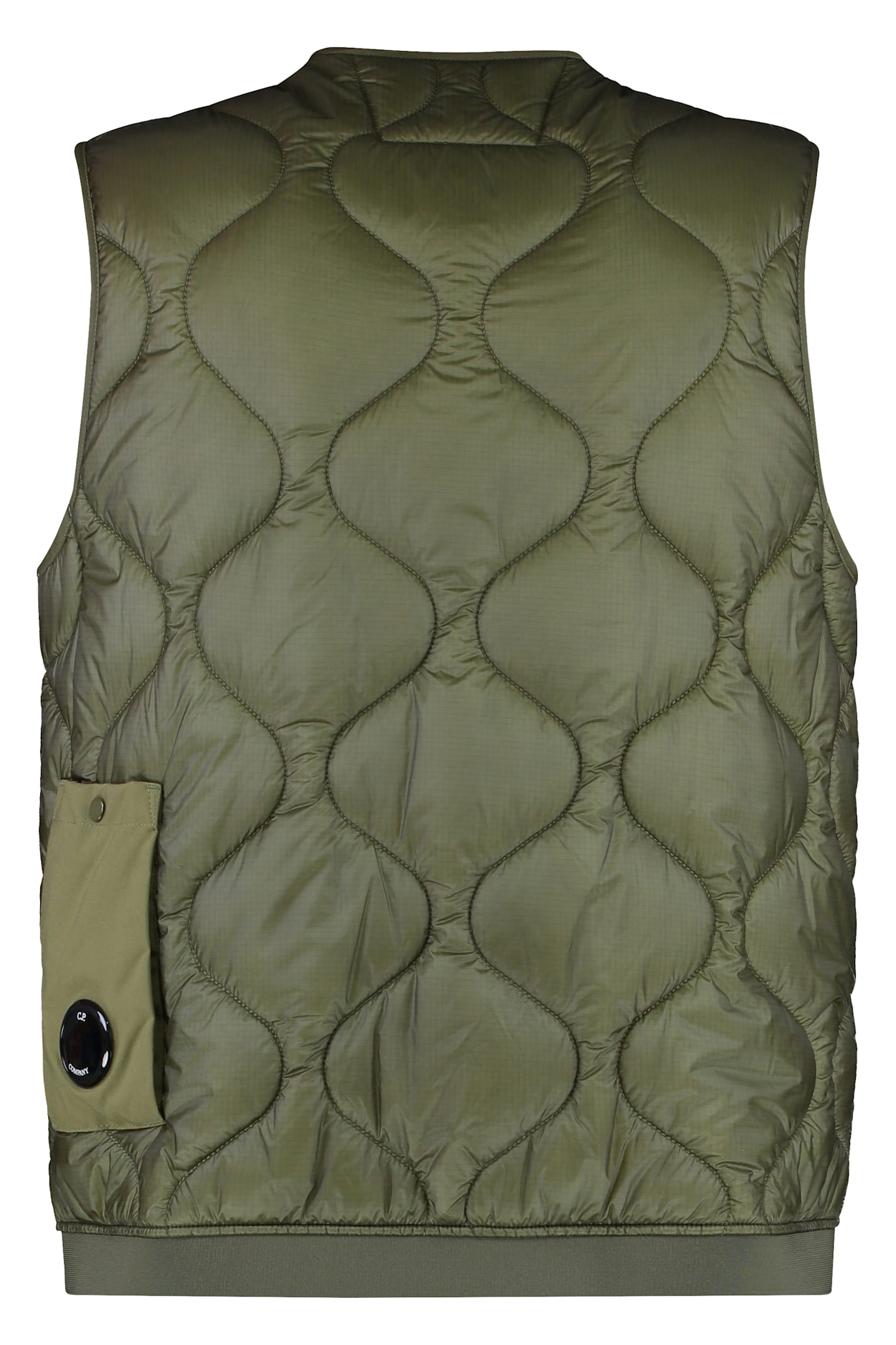 C.p. Company Full Zip Down Vest In Green
