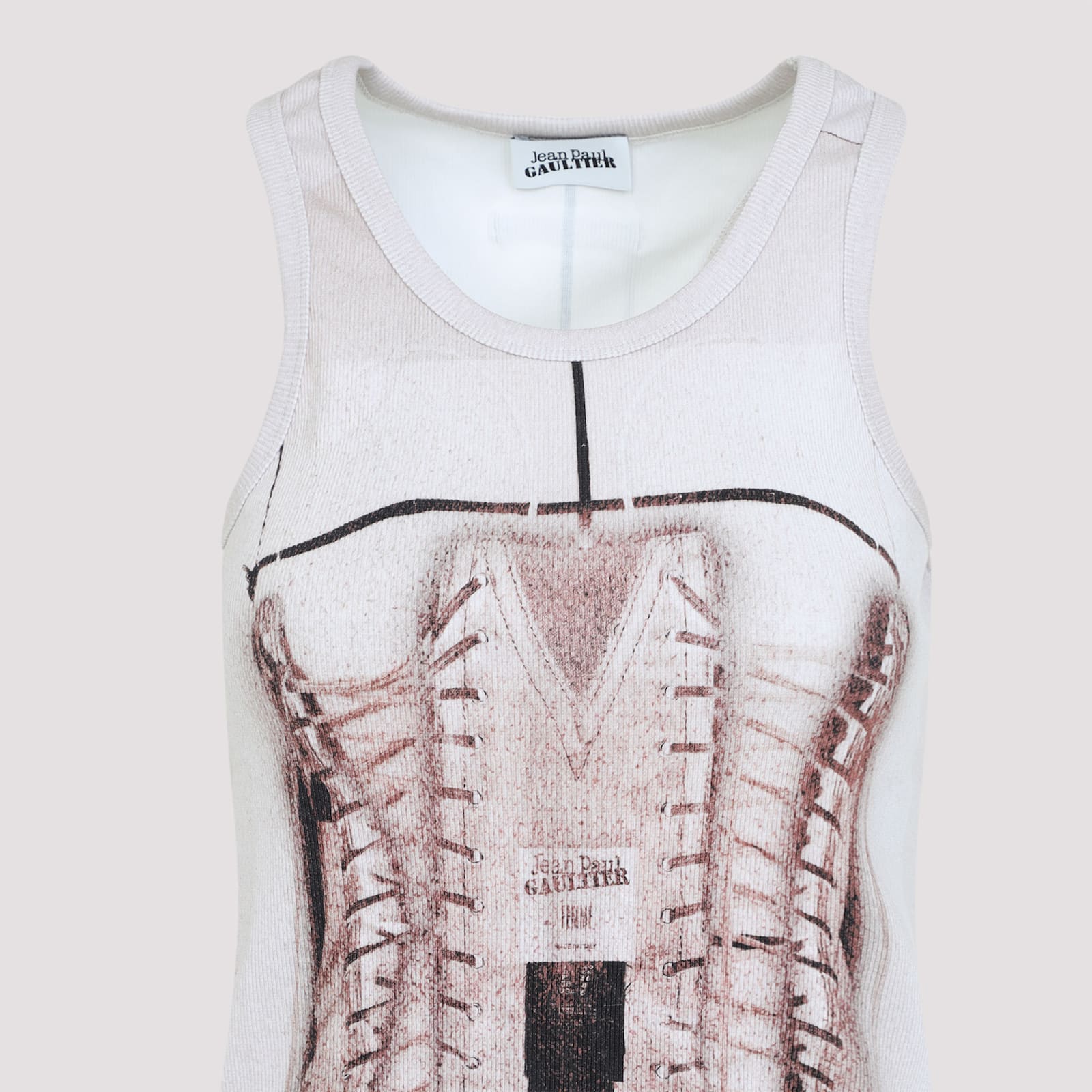 Shop Jean Paul Gaultier Printed Ribbed Top In Dustypink White Black