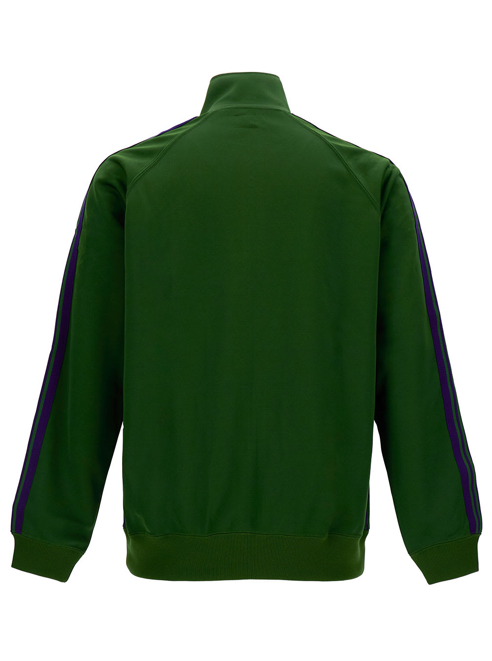 Shop Needles Green High-neck Sweatshirt With Logo Embroidery In Tech Fabric Man