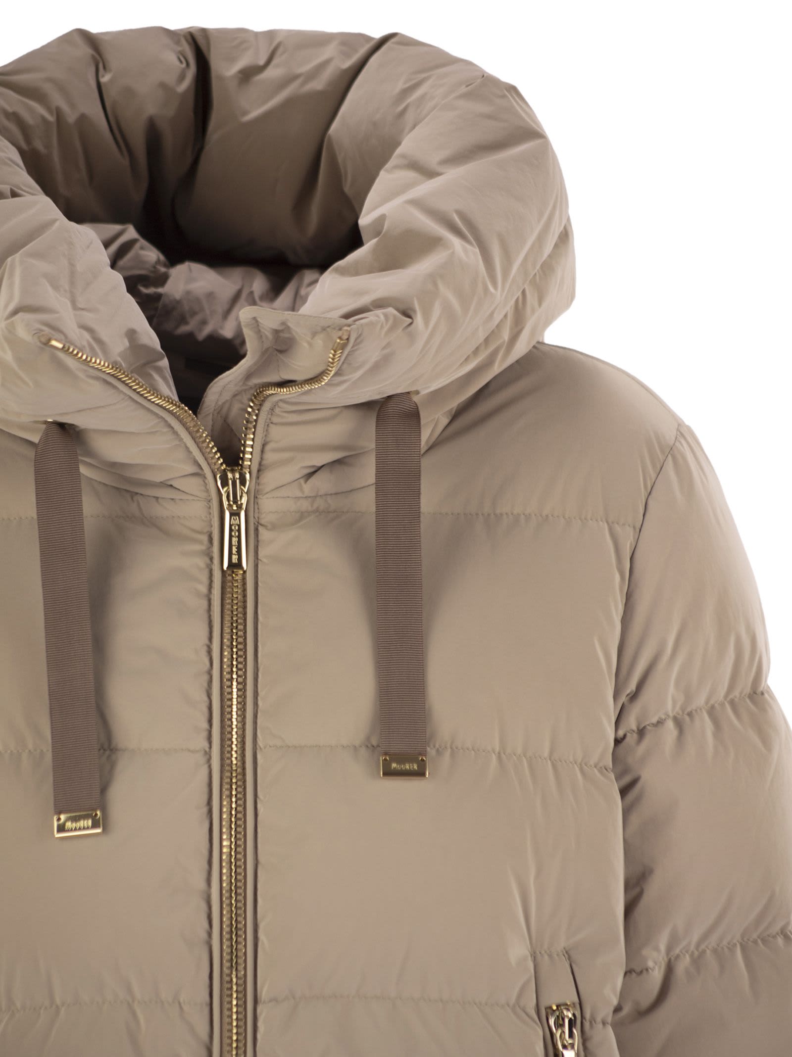 Moorer Gadia-os - Hooded Down Jacket In Neutral