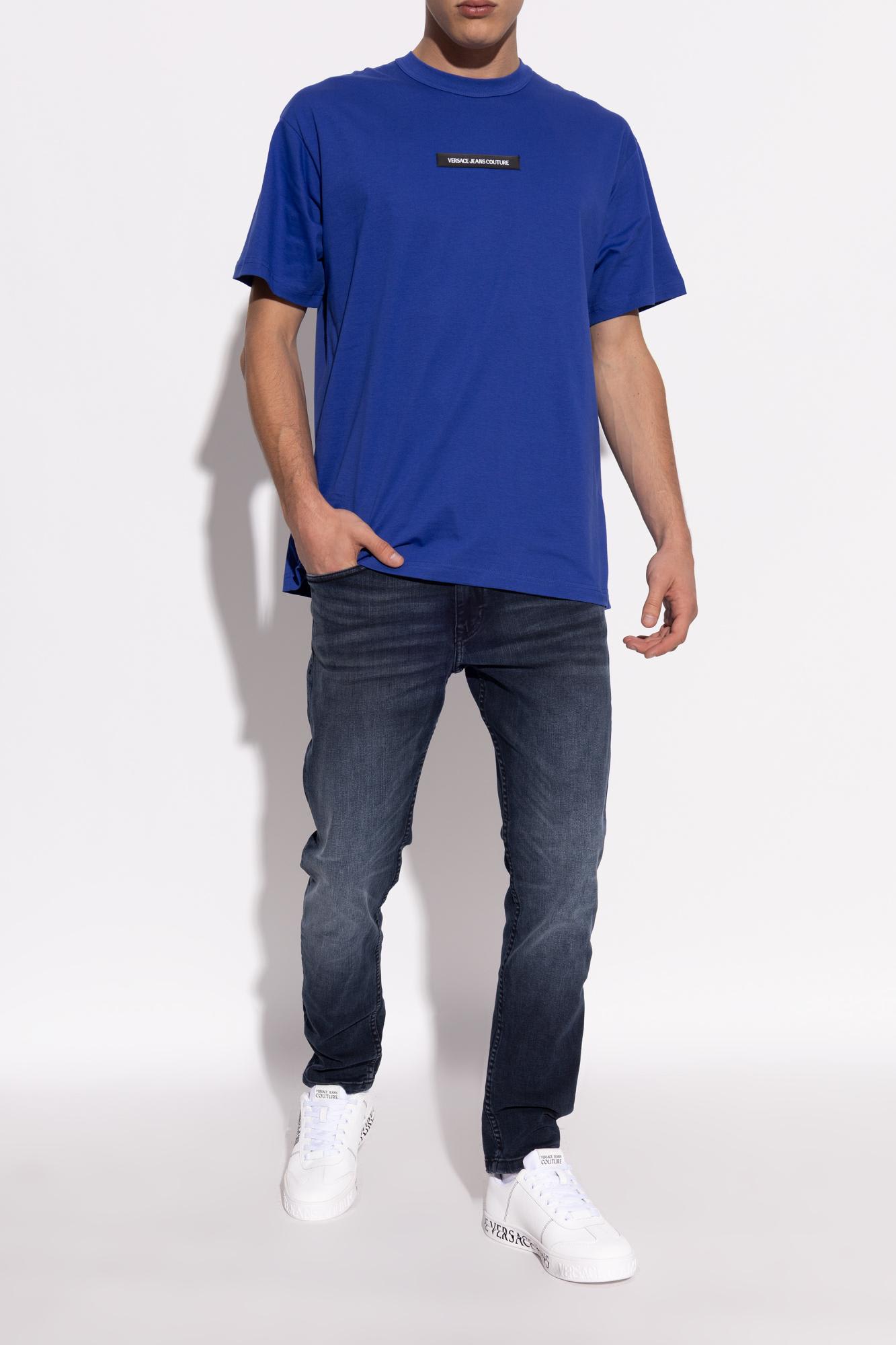 Versace Jeans Couture White Logo Leather Sneaker In Multi