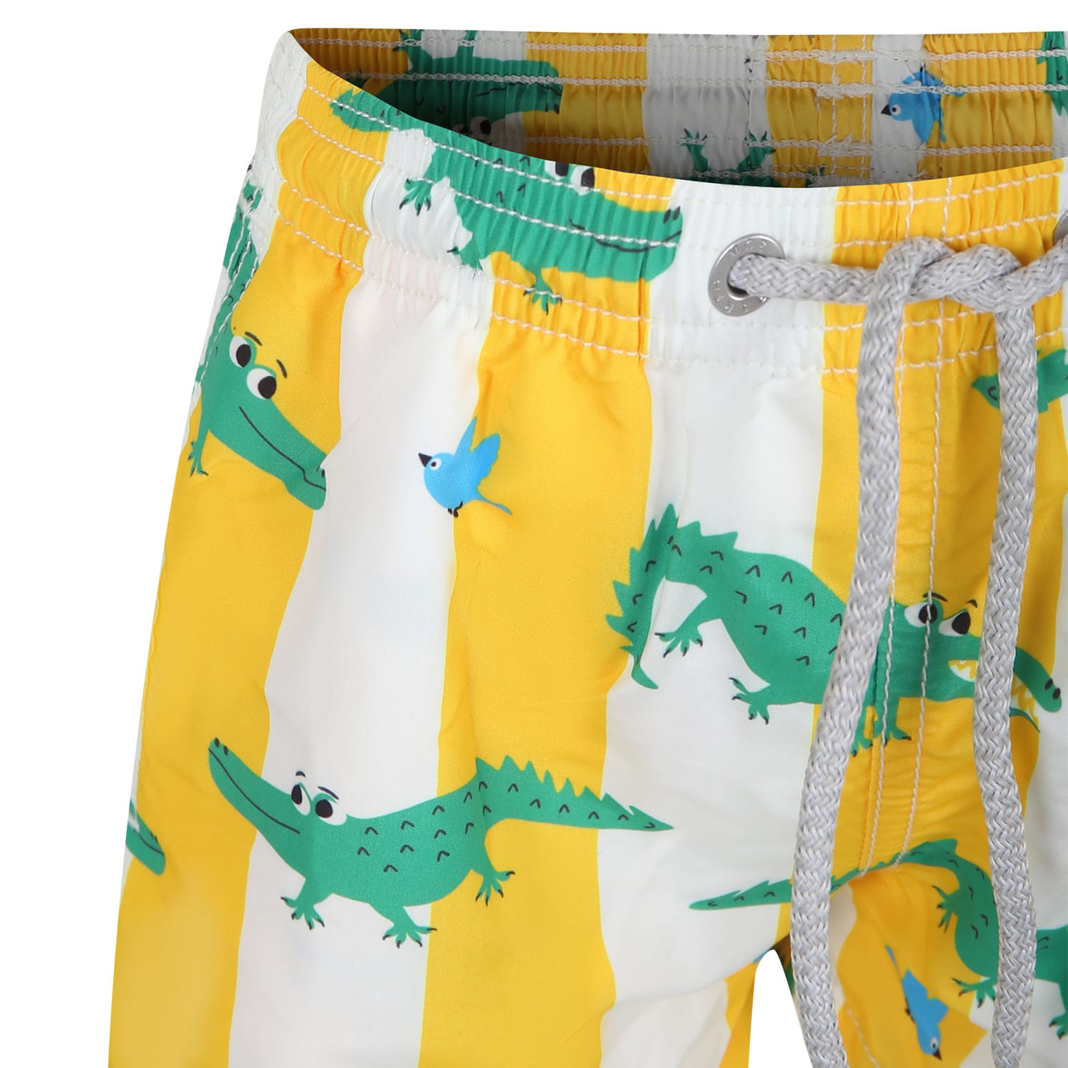Shop Mc2 Saint Barth Yellow Swim Shorts For Boy With Crocodile Print