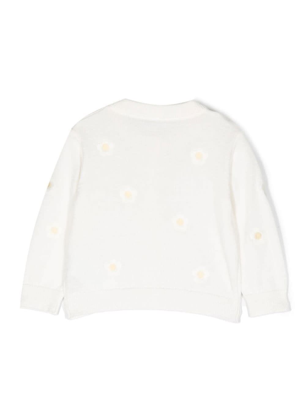 Shop Stella Mccartney Floral-embroidered Cardigan In White Cotton Girl