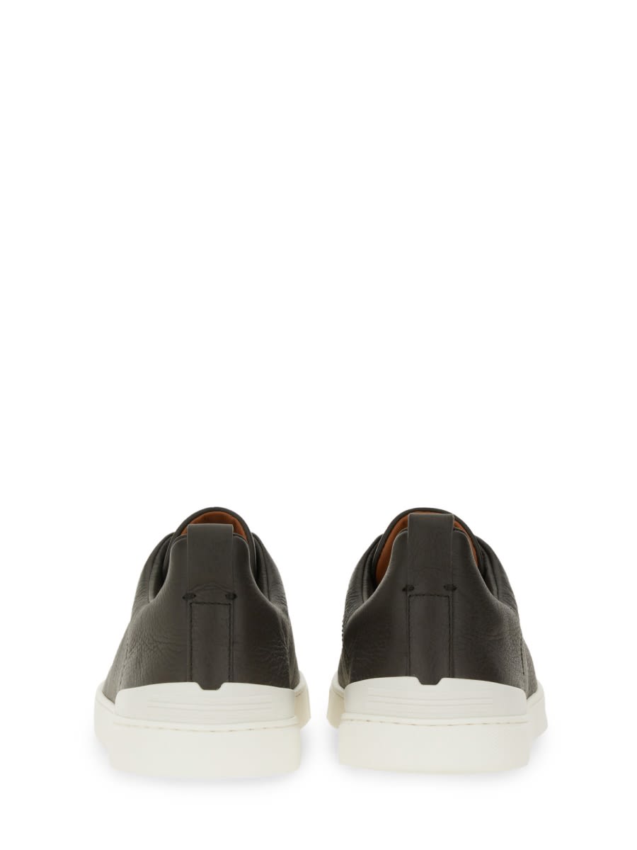 Shop Zegna Triple Stitch Sneaker In Black