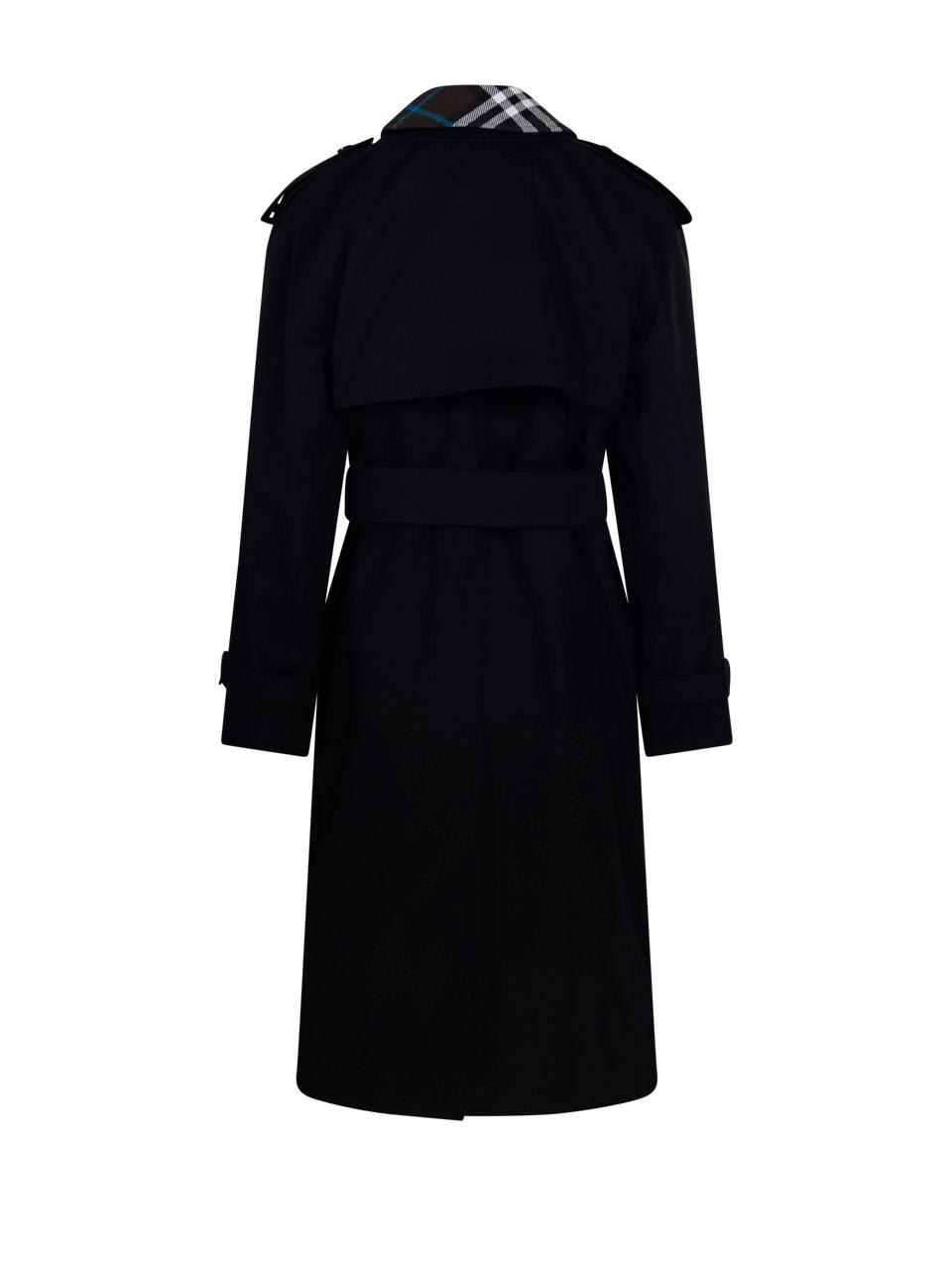 Shop Burberry Double Breasted Belted Trench Coat In Black