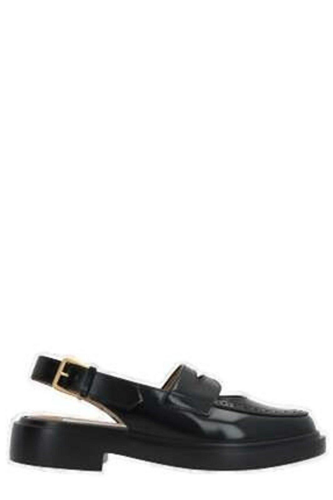 Cut Out Detailed Slingback Penny Loafers