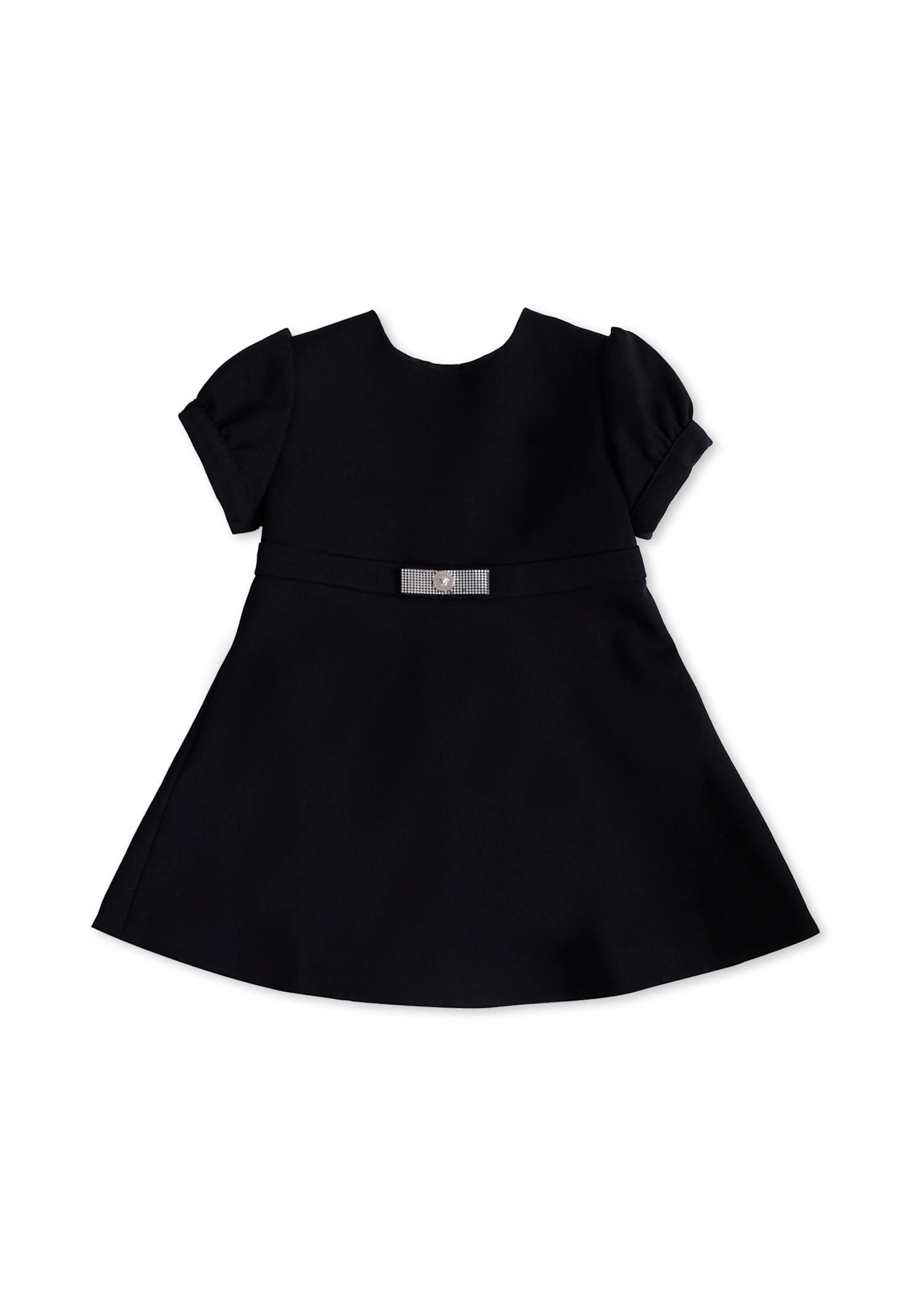 Versace Black Gianni Ribbon Dress For Baby Girl In Black