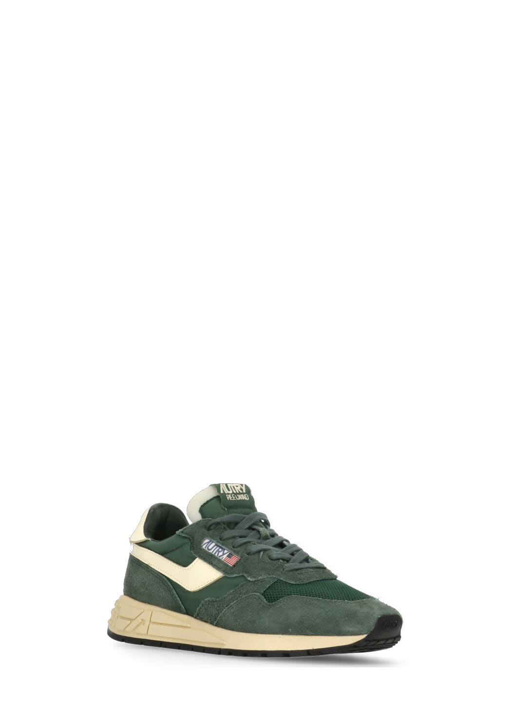 Autry Windreel Leather Suede Mesh Sneakers In Green