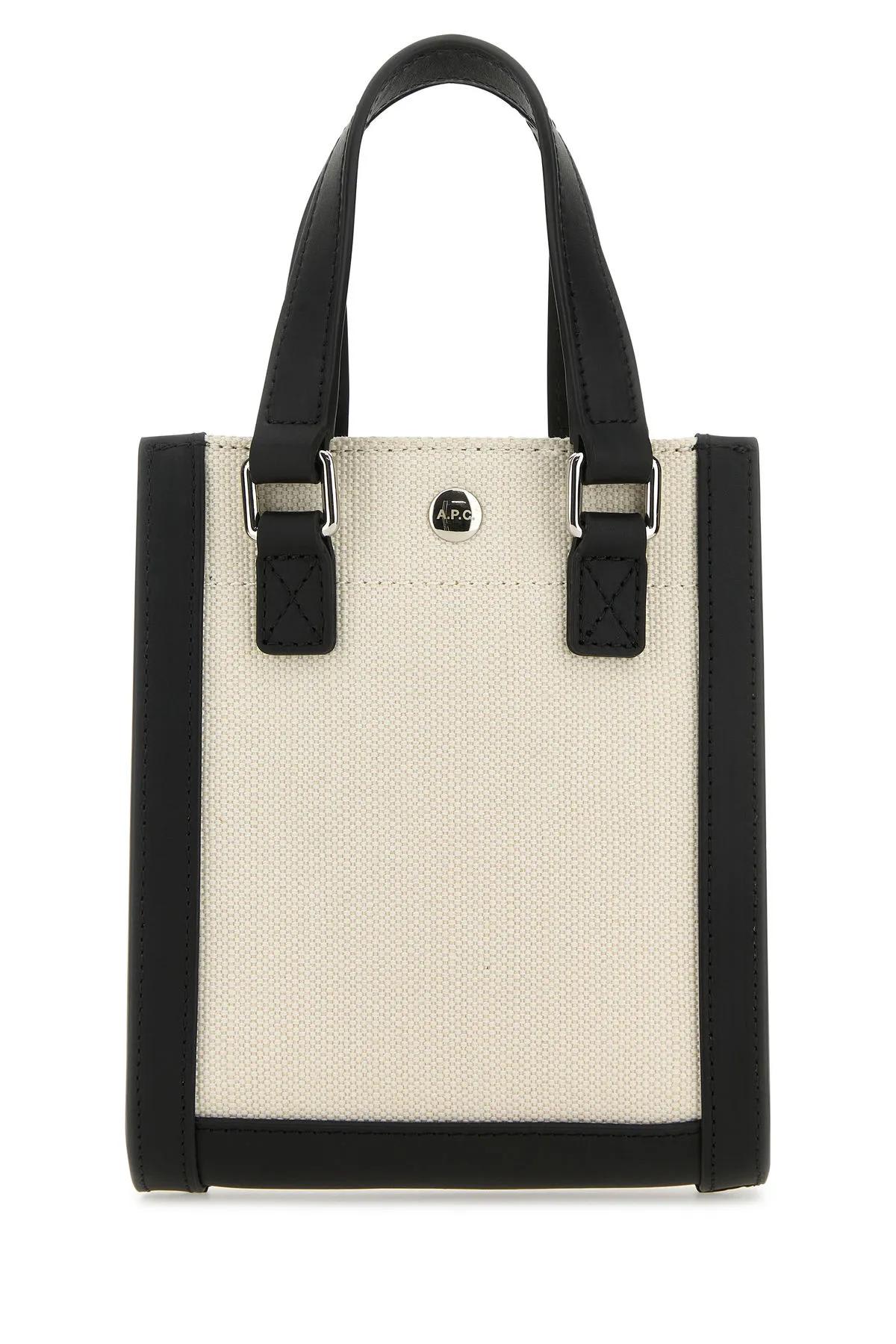 Shop Apc Two-tone Canvas And Leather Camille 2.0 Mini Handbag In White/black