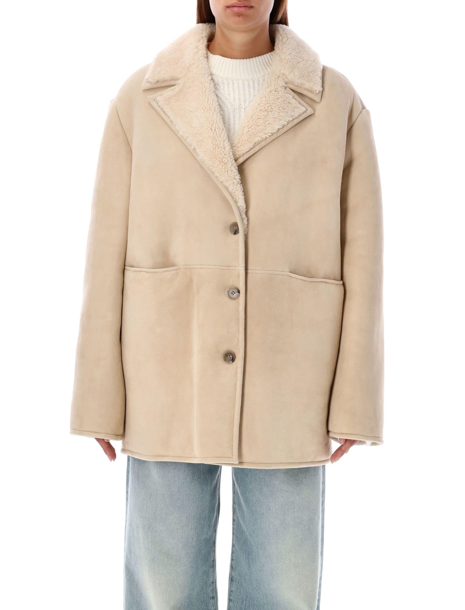 LOULOU STUDIO CIREBO SHEARLING COAT 