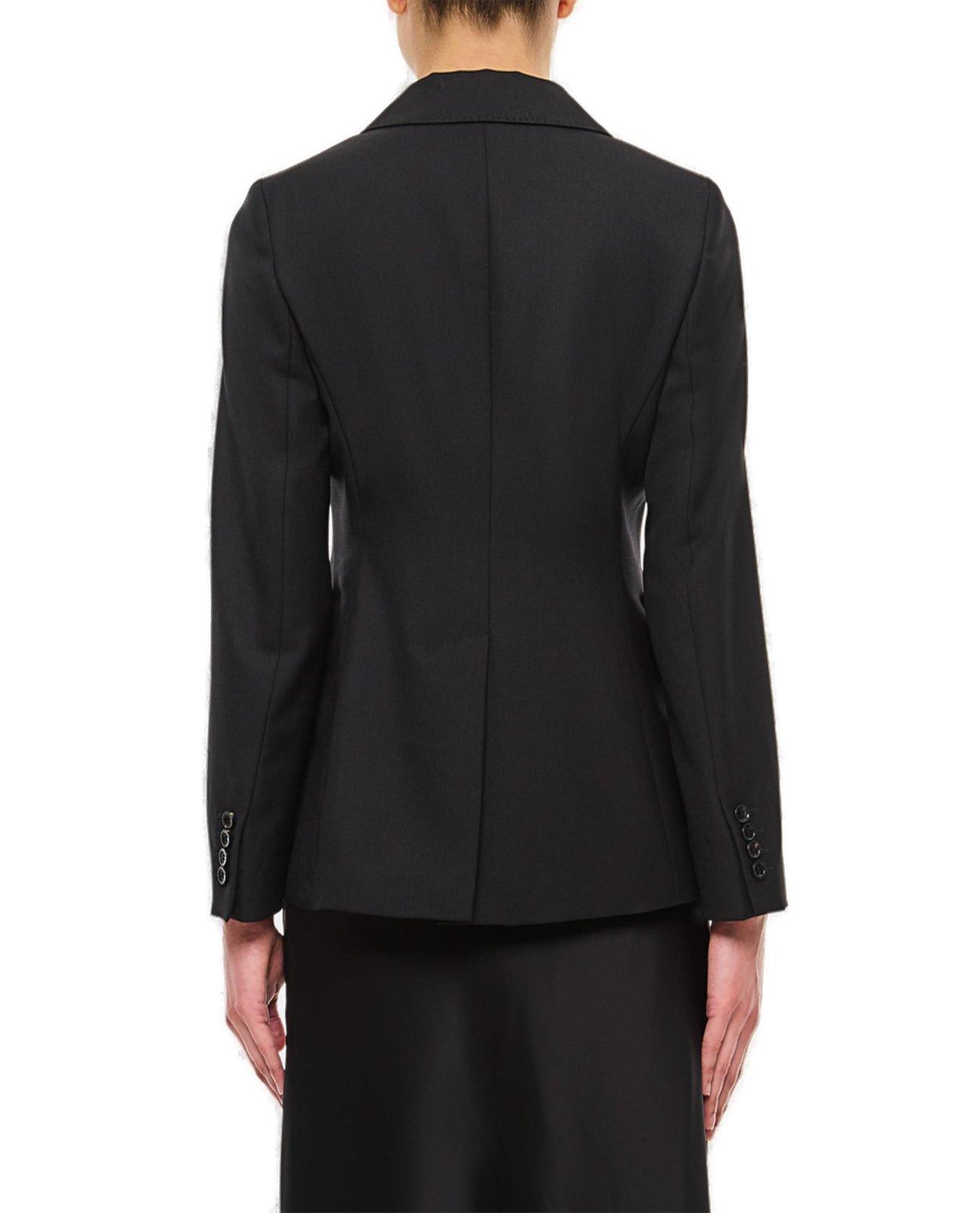 Shop Max Mara Double-breasted Long-sleeved Jacket In Nero