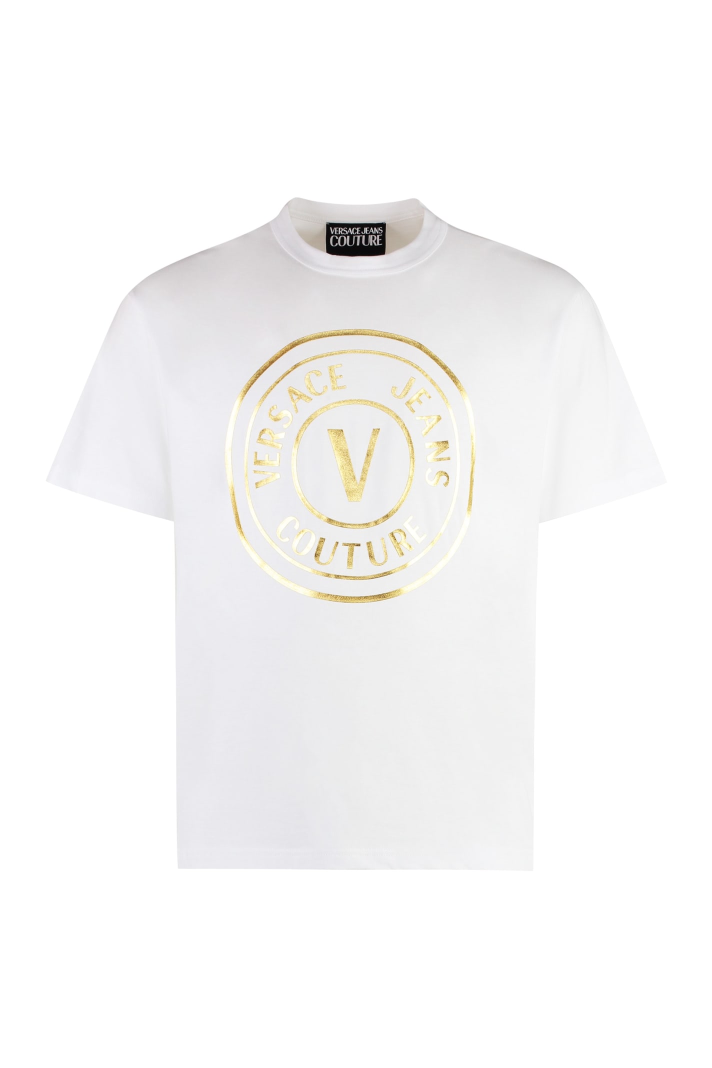 Shop Versace Jeans Couture Cotton Crew-neck T-shirt In White