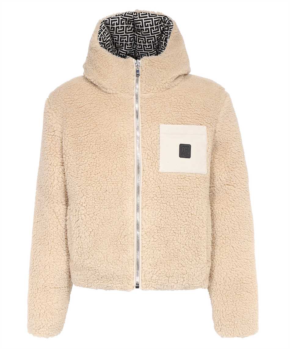 Shop Balmain Fleece Jacket In Ivory
