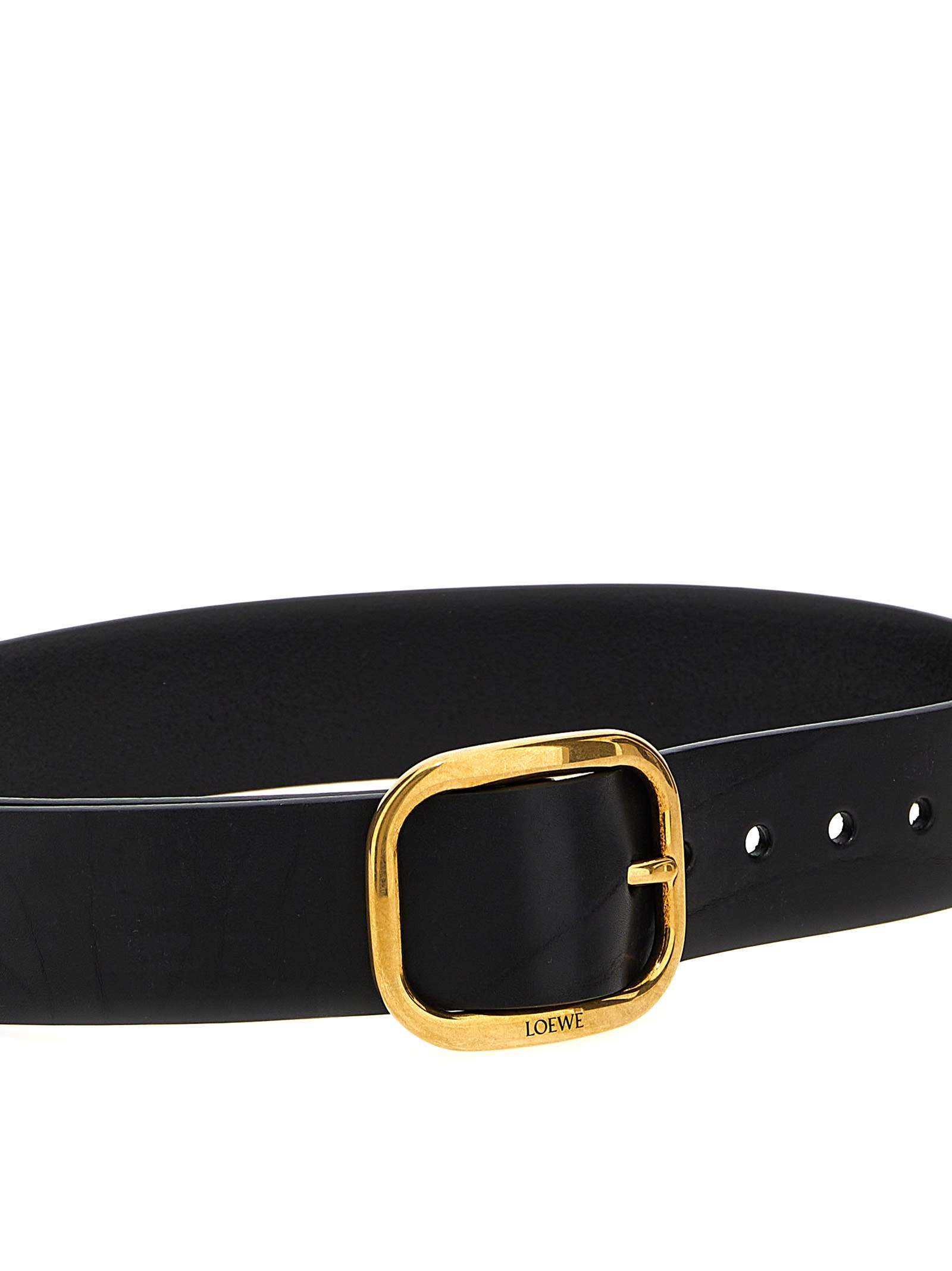 Shop Loewe Pin Buckle Leather Belt In Black