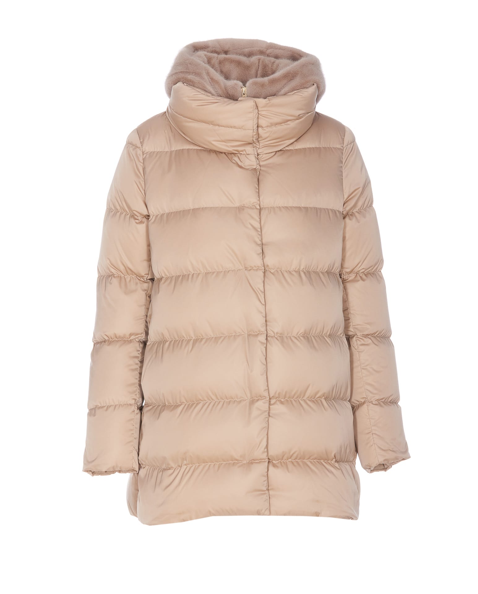 Herno A-shape Satin Down Jacket In Neutral