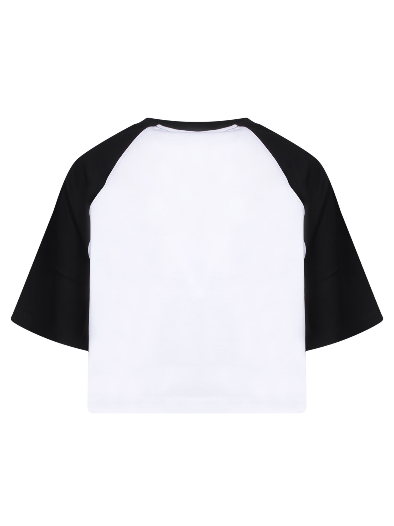 Shop Balmain Black And White Raglan Crop T-shirt