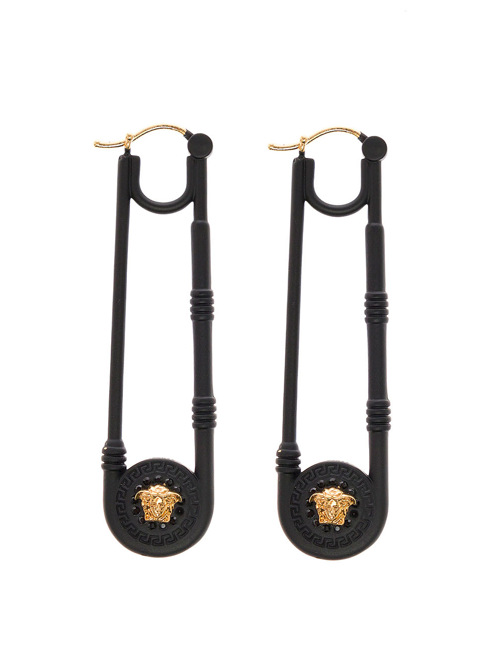 VERSACE VERSACE WOMANS SAFETY PIN BLACK EARRINGS