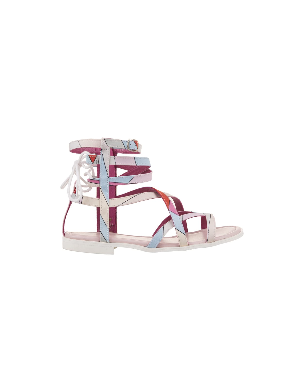 Shop Pucci Light Blue/multicolour Iride Print Woven Sandals