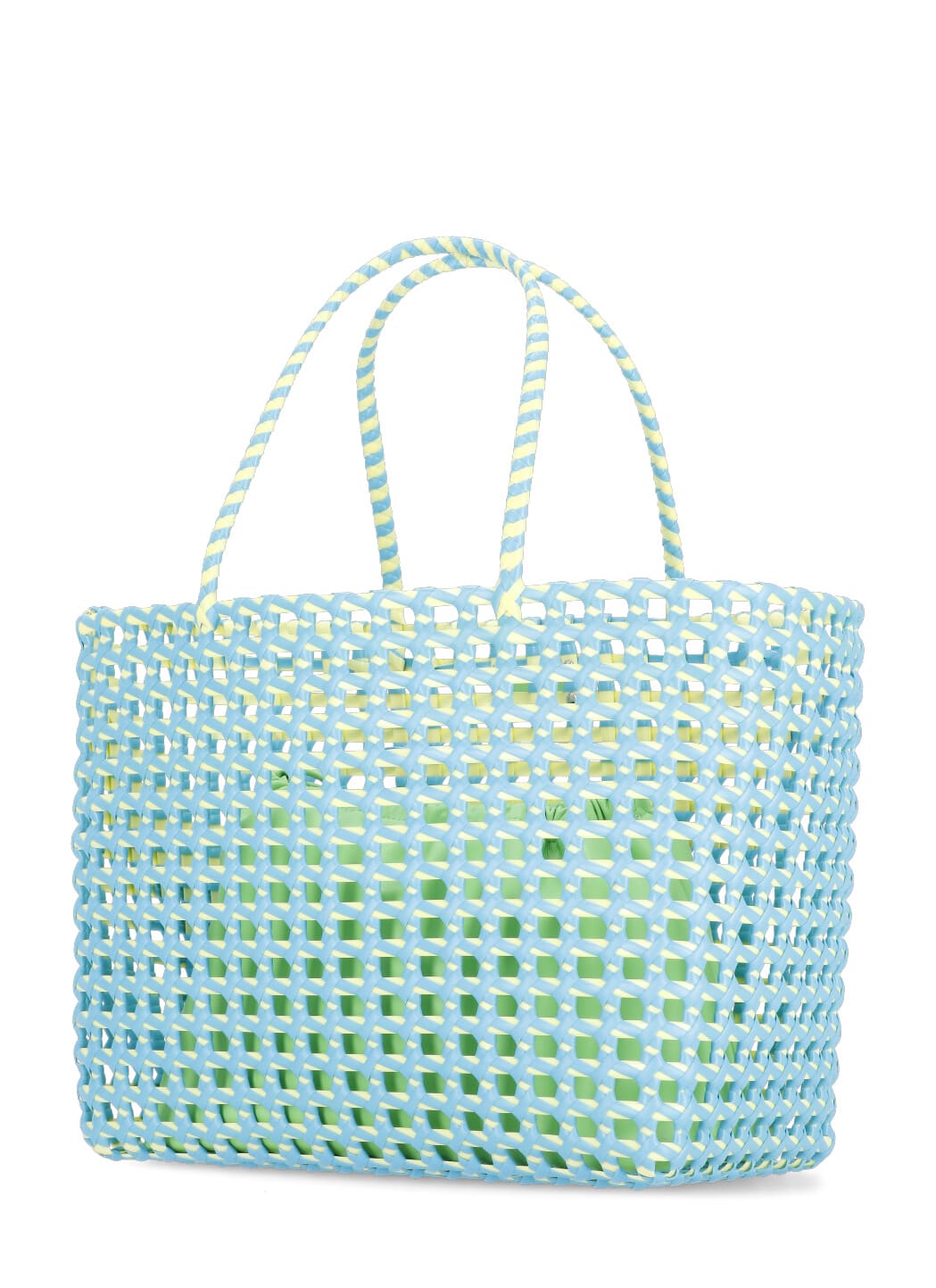 Shop Msgm Maxi Tote Woven Bag In Light Blue