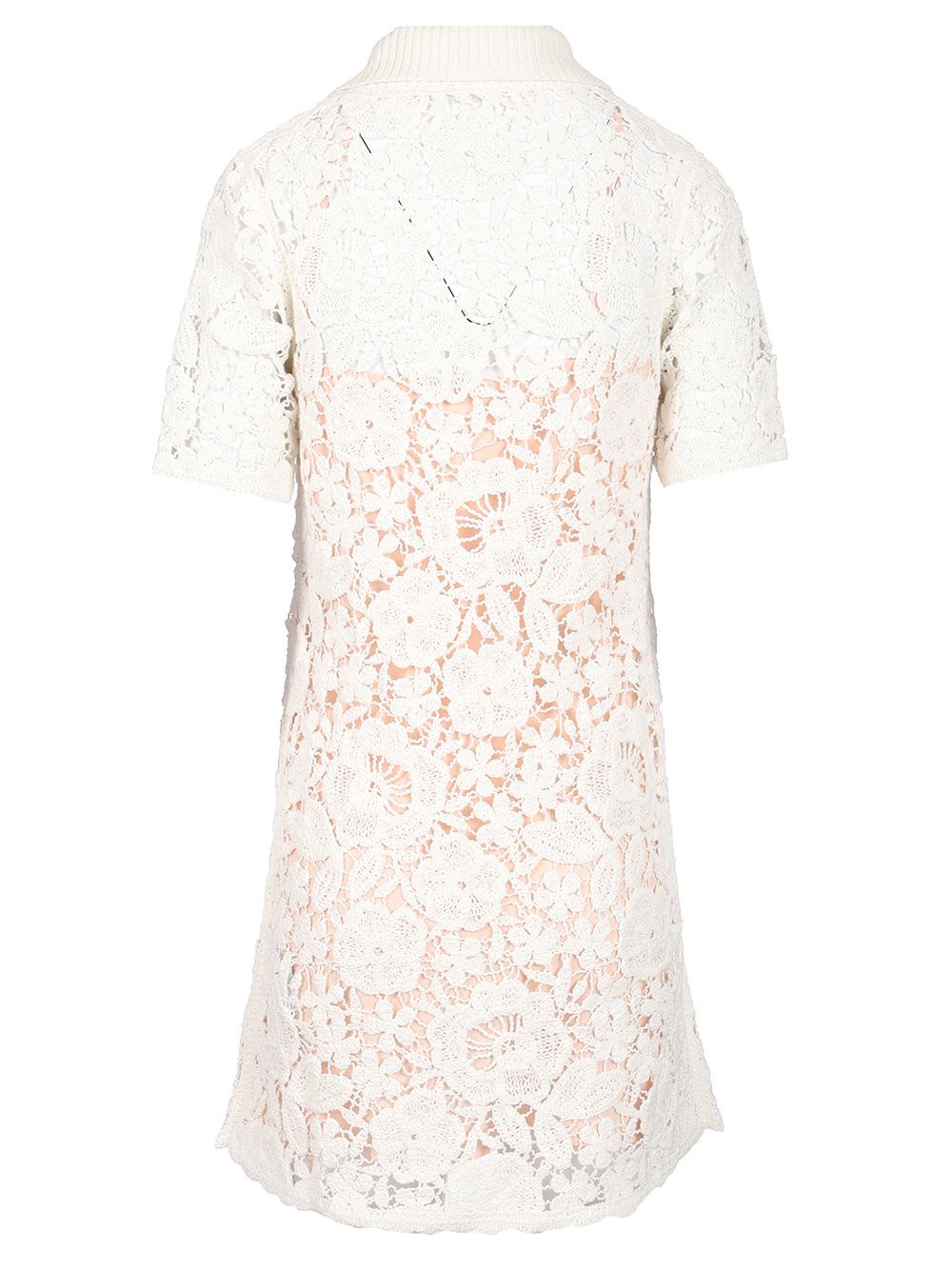 P.a.r.o.s.h Guipure Lace Mini Shirt Dress In White