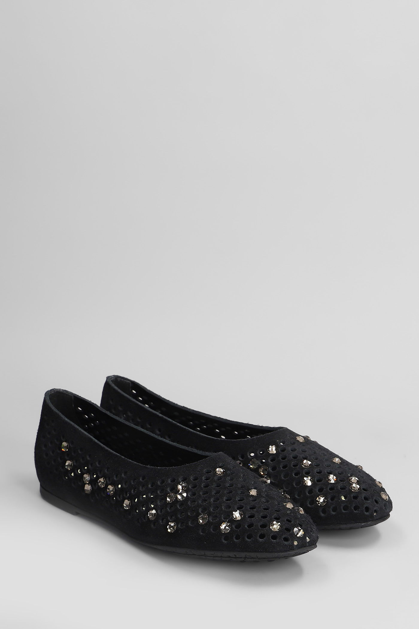 Pedro Garcia Ariane Suede Ballerina Flat In Black Castro In Black
