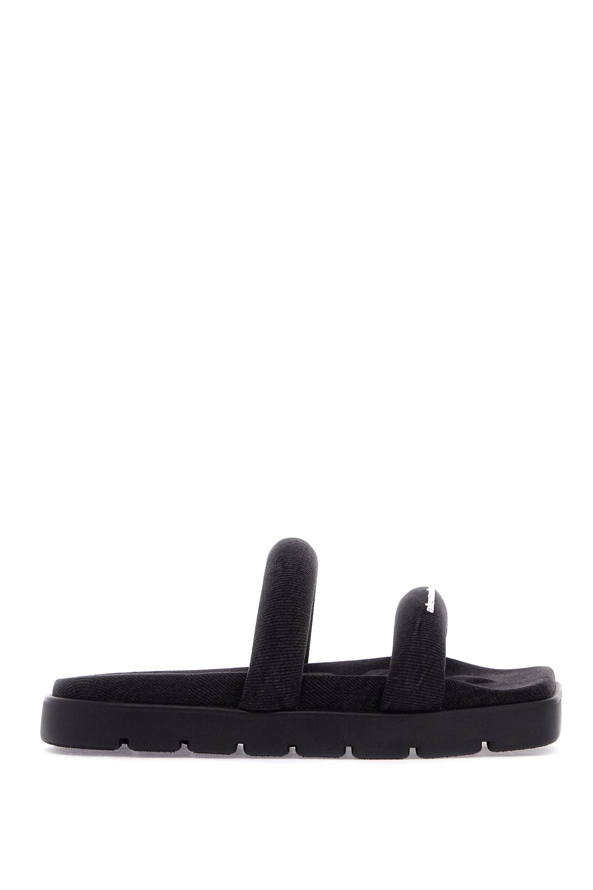 Shop Alexander Wang Denim Jay Slides In Grey Aged (black)