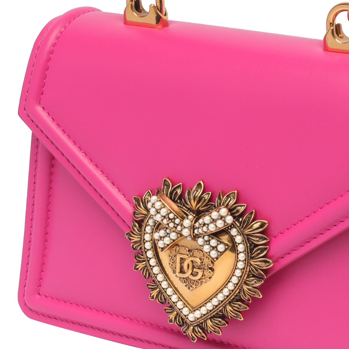 Shop Dolce & Gabbana Devotion Small Leather Bag In Pink