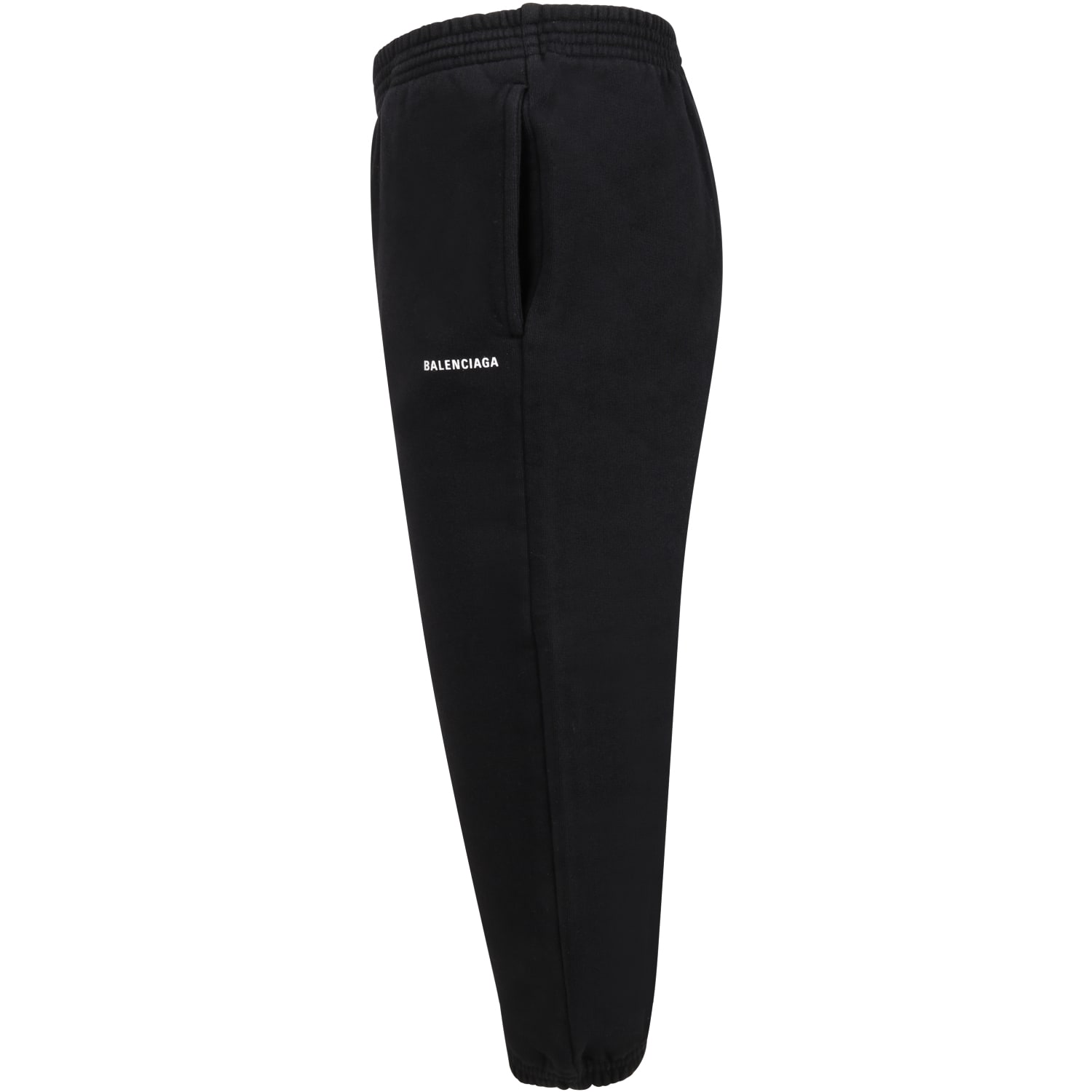 Shop Balenciaga Black Sweatpants For Kids With Logo