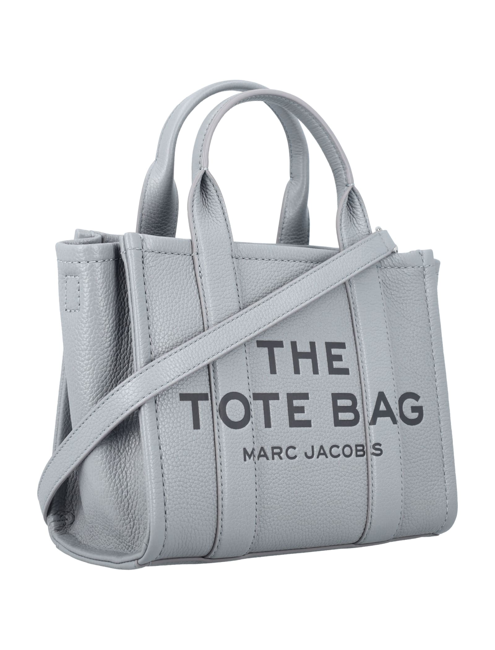 Shop Marc Jacobs The Mini Tote Leather Bag In Wolf Grey