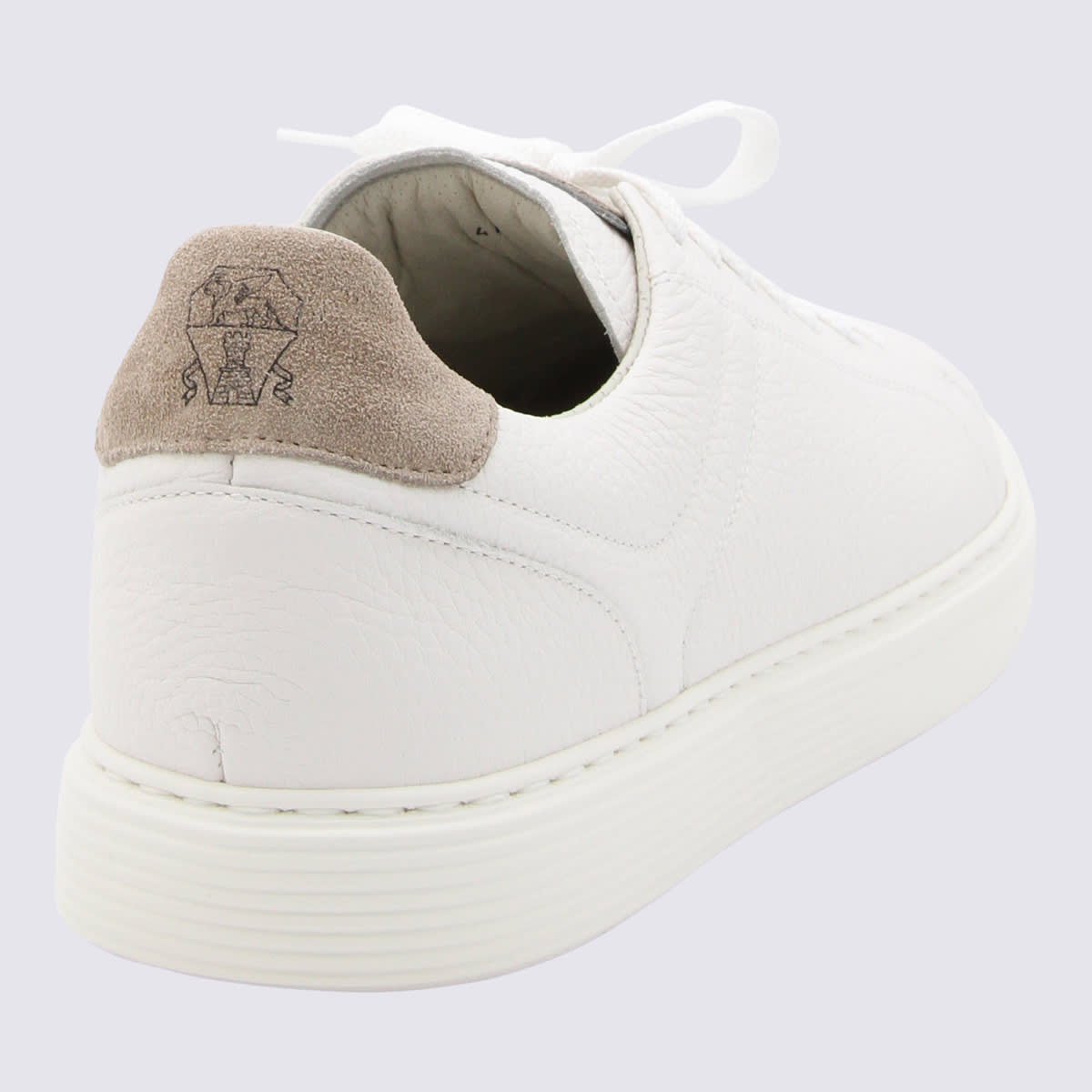 Shop Brunello Cucinelli White Leather Sneakers