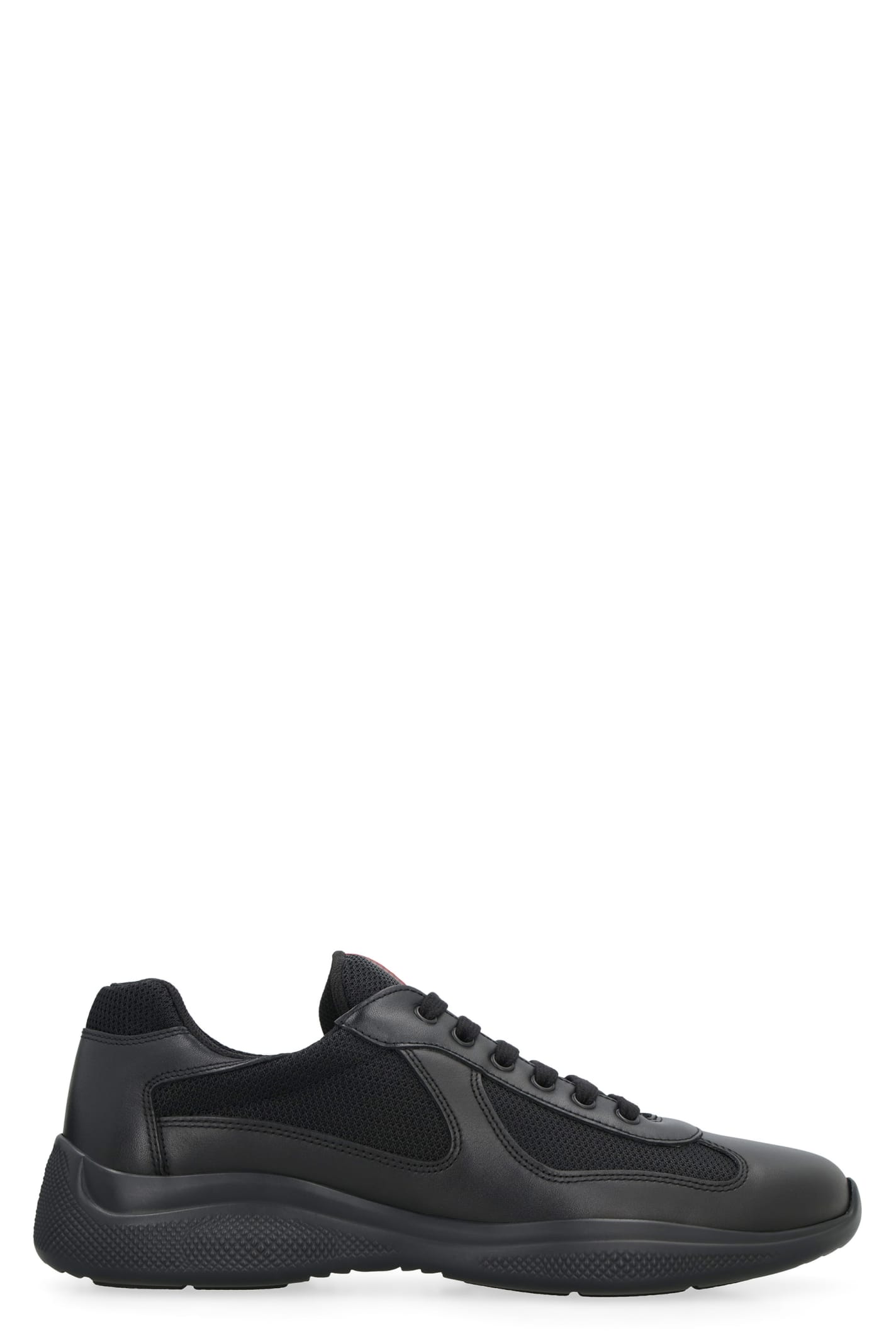 Shop Prada Americas Cup Leather Sneakers In Nero