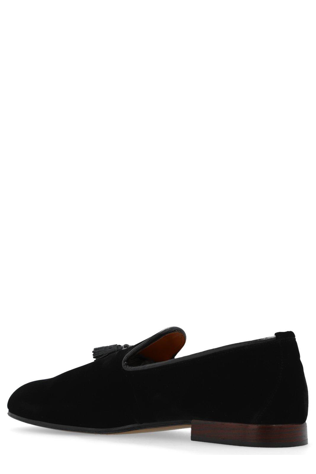 Shop Tom Ford Tassel-detail Almond-toe Velvet Loafers In Black