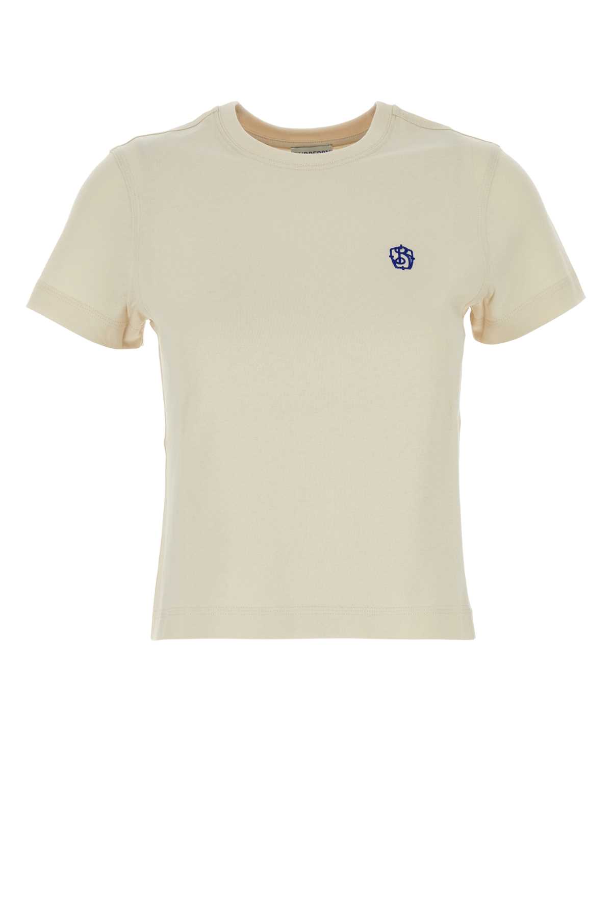 Shop Burberry Sand Cotton T-shirt In Tundra