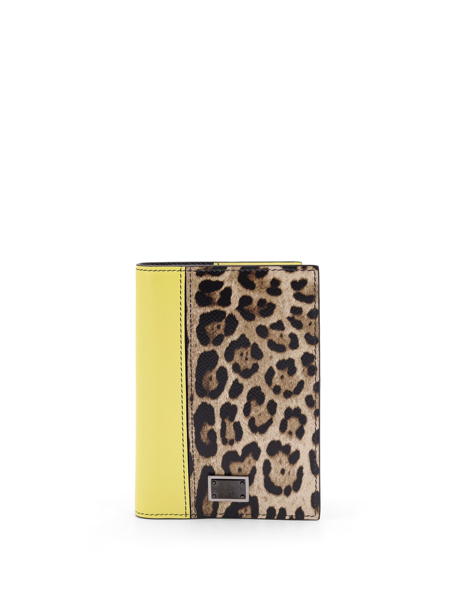 Dolce & Gabbana Saffiano Leather Passport Holder With Clored Leather Inserts