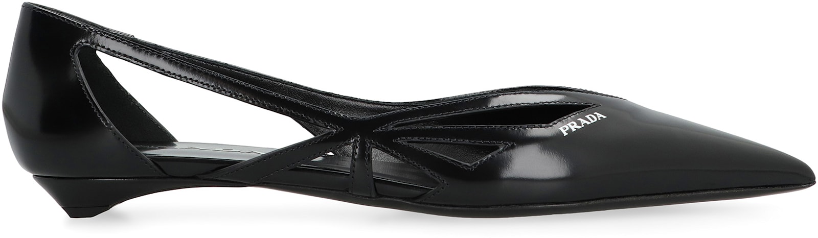 Shop Prada Leather Ballet Flats In Black