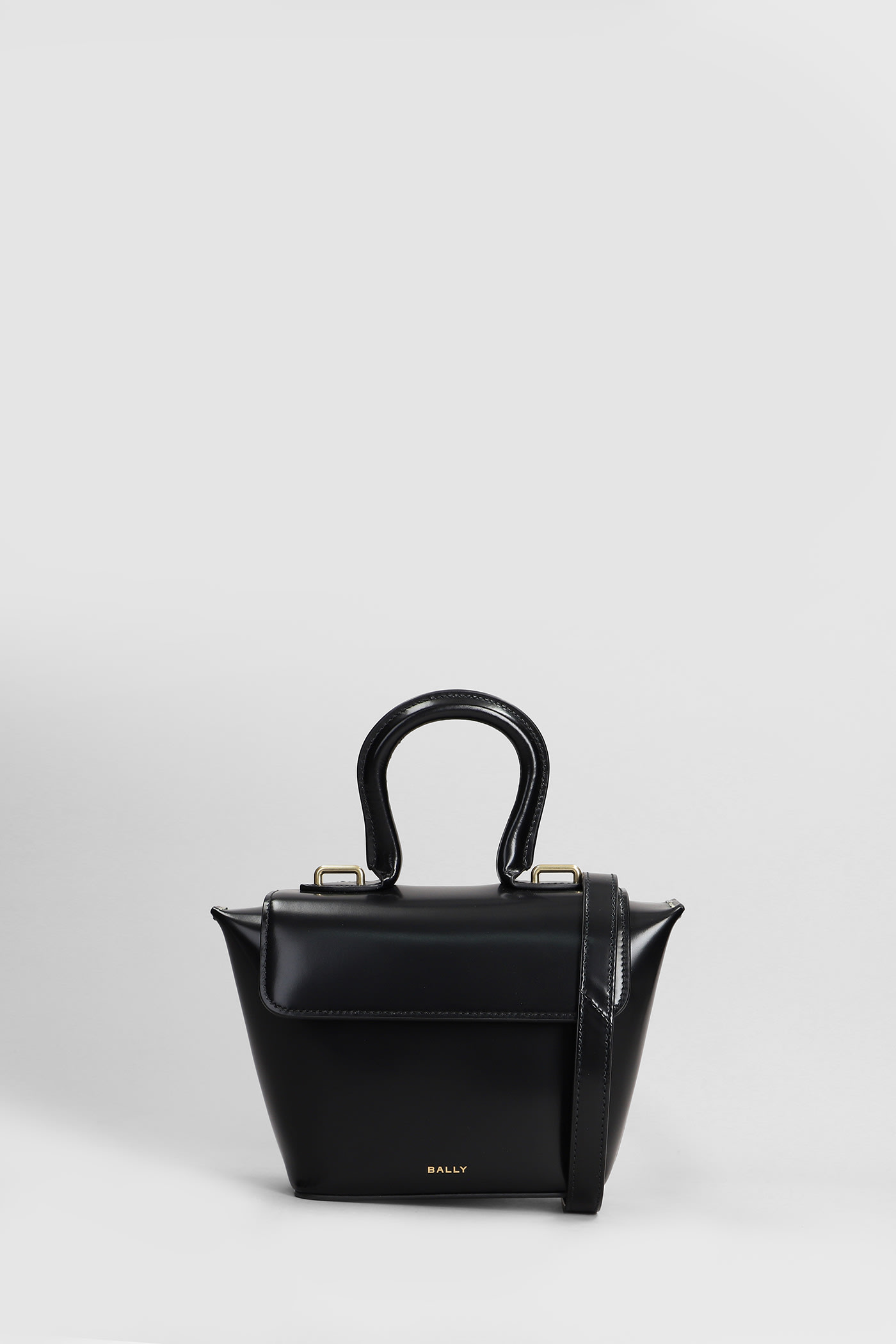 BALLY MINI BELLE BAG HORSE SHOULDER BAG IN BLACK LEATHER 